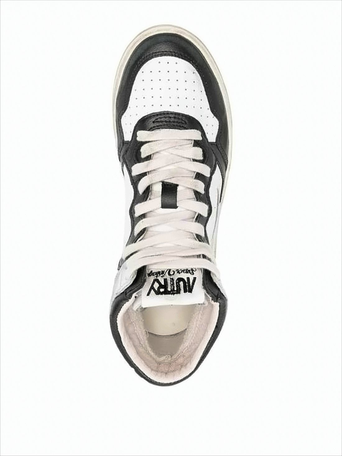 High-Top Sneakers with Metallic Cow Leather Accents