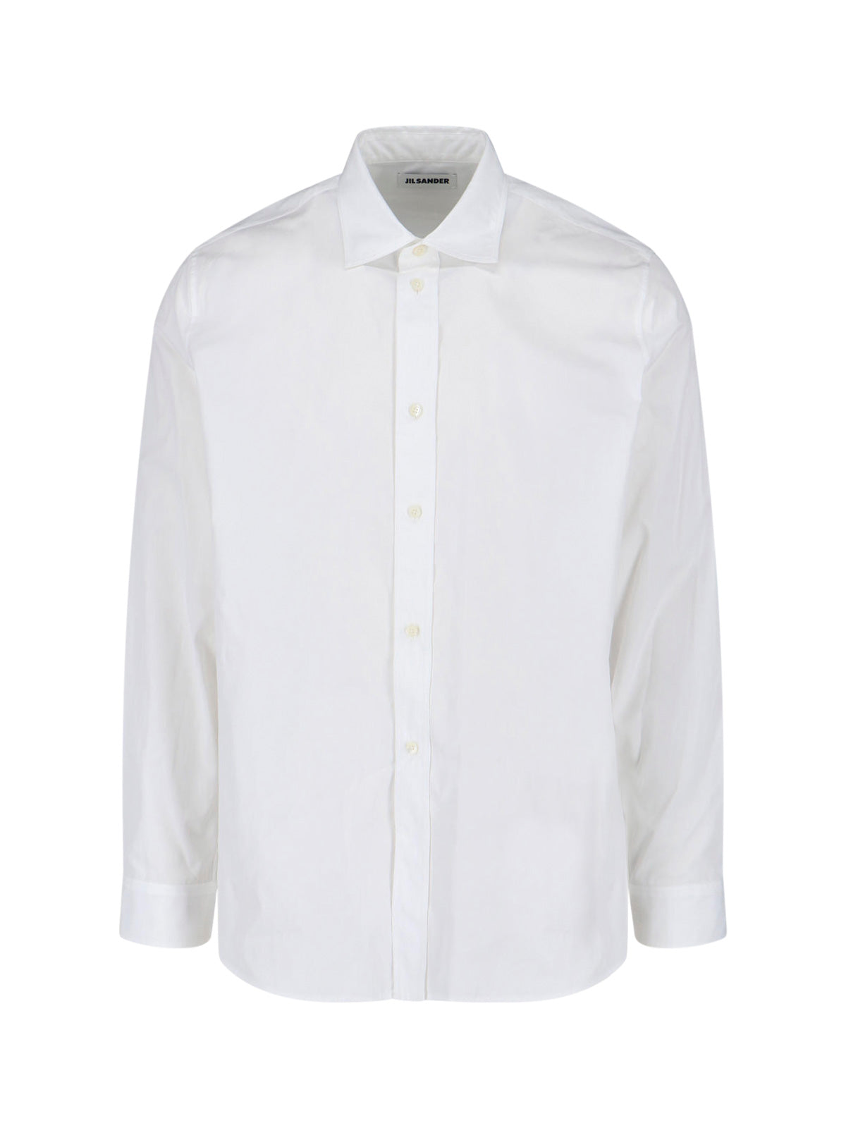 White Minimalist Pointed Collar Cotton Shirt