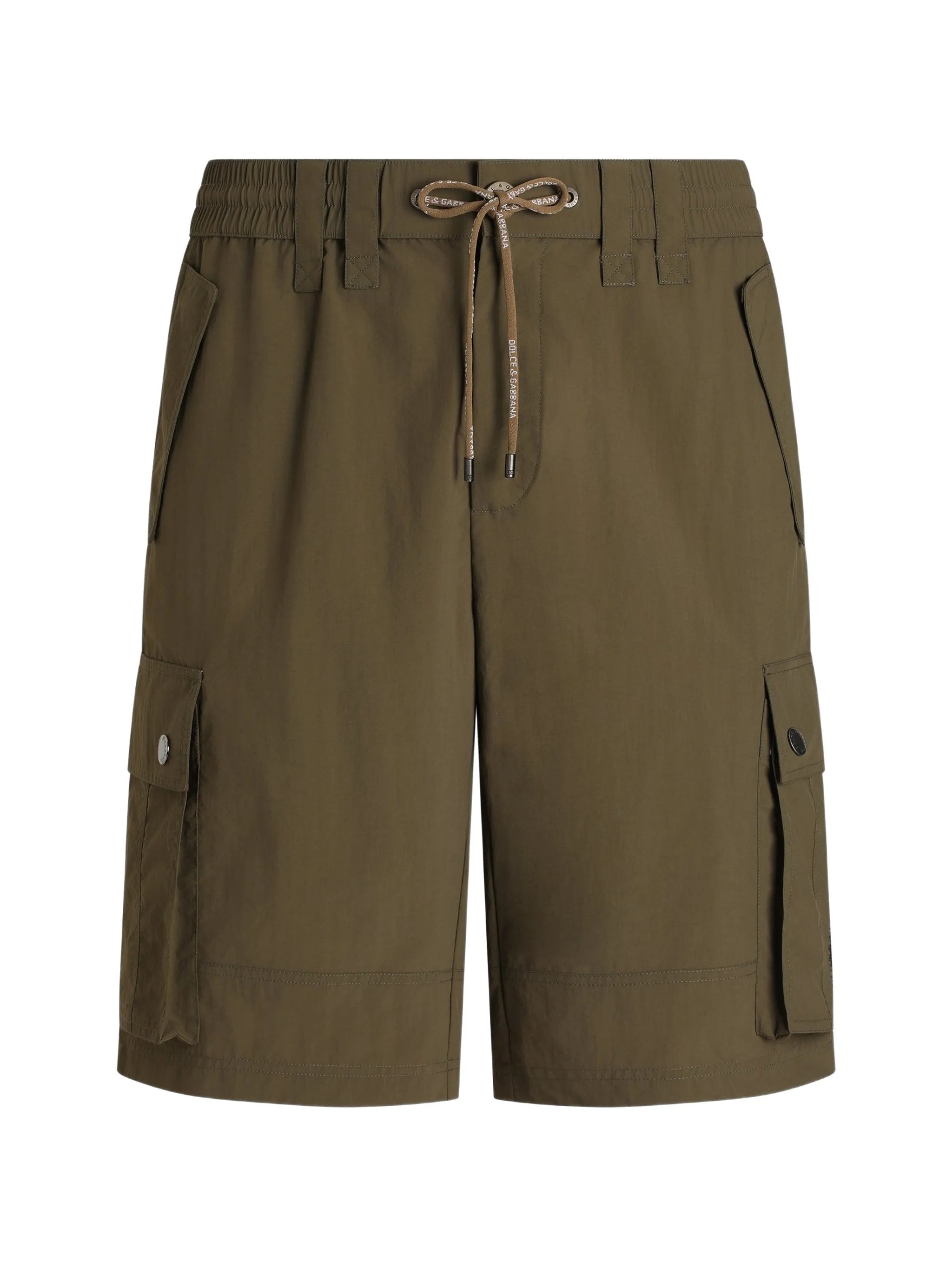Mid-Length Black Polyamide Cargo Utility Shorts