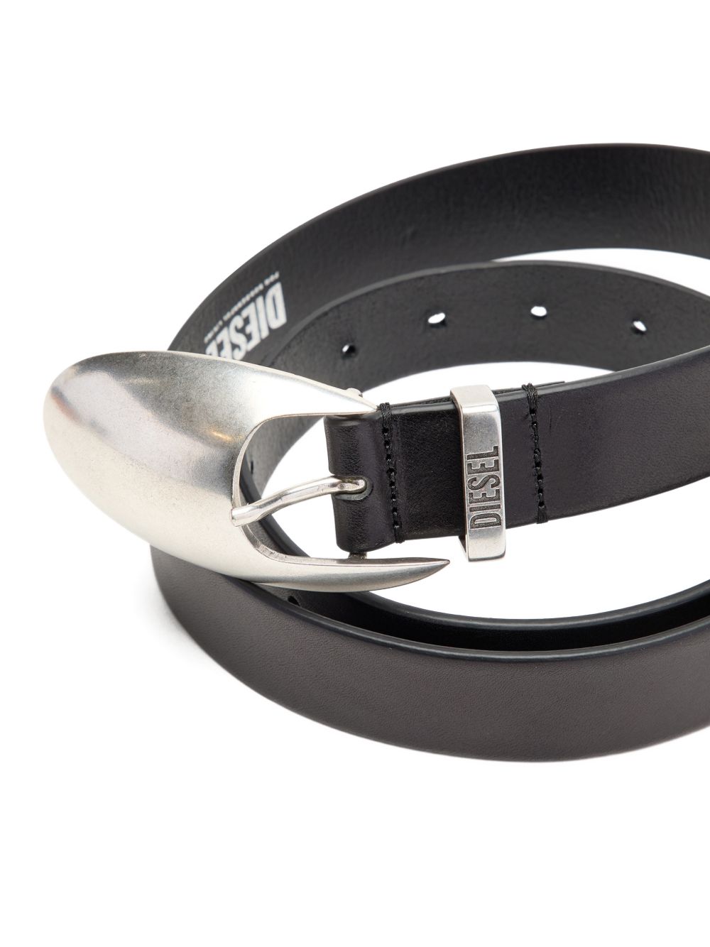 Polished Black Belt with Distinctive Oval Buckle