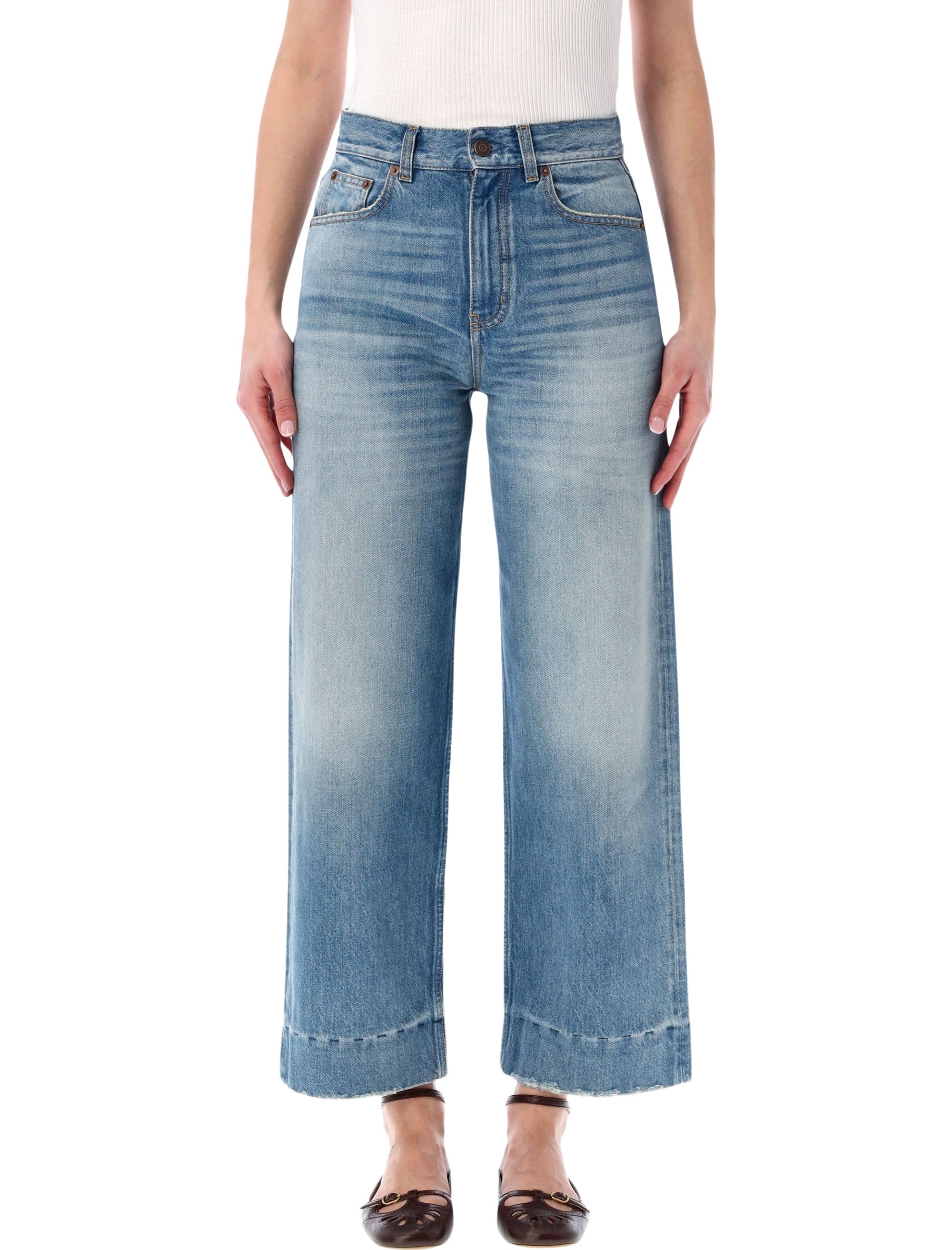 High-Rise Cropped Wide-Leg Jeans
