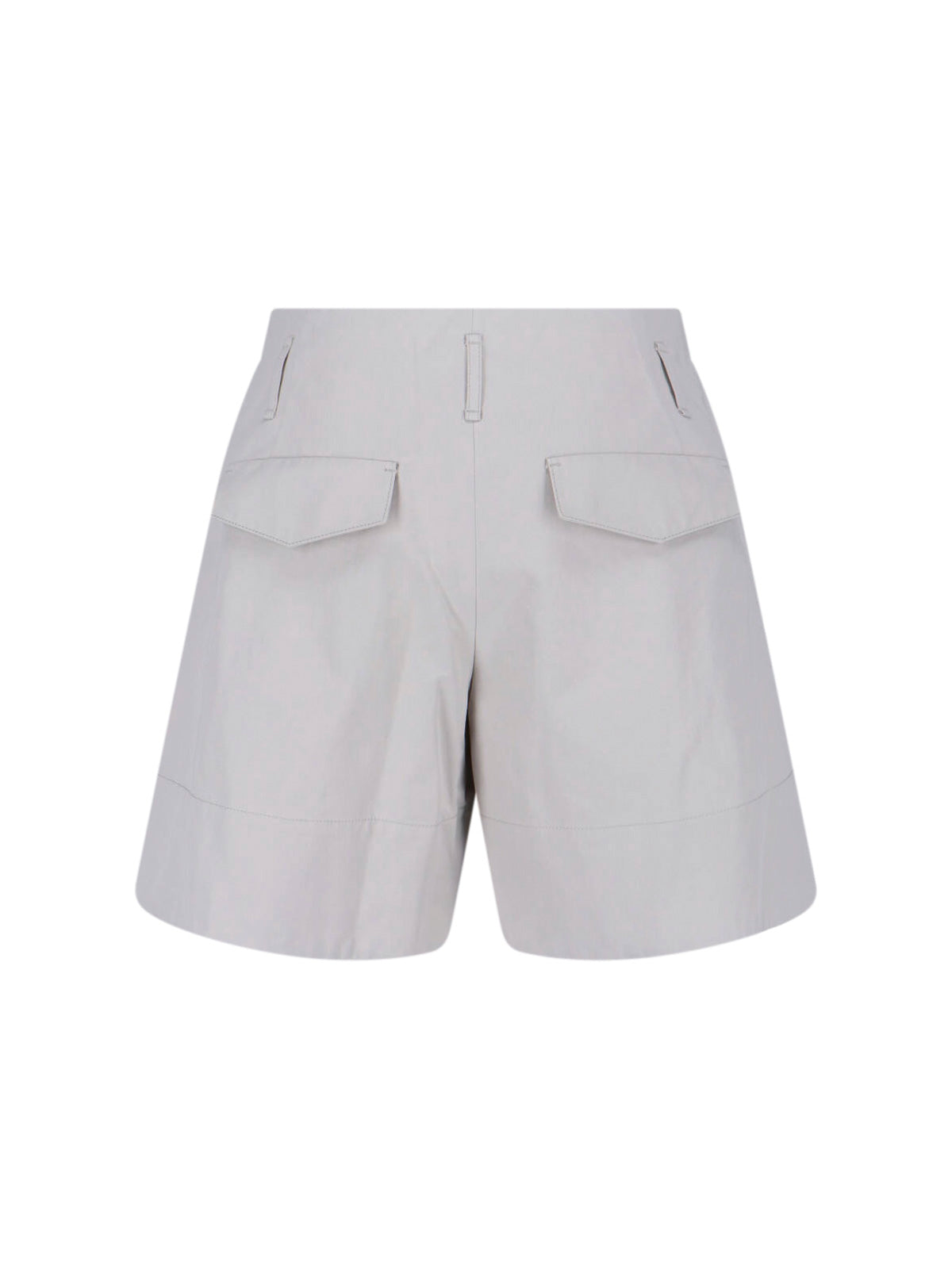 Grey Mid-Rise Tailored Pleated Shorts