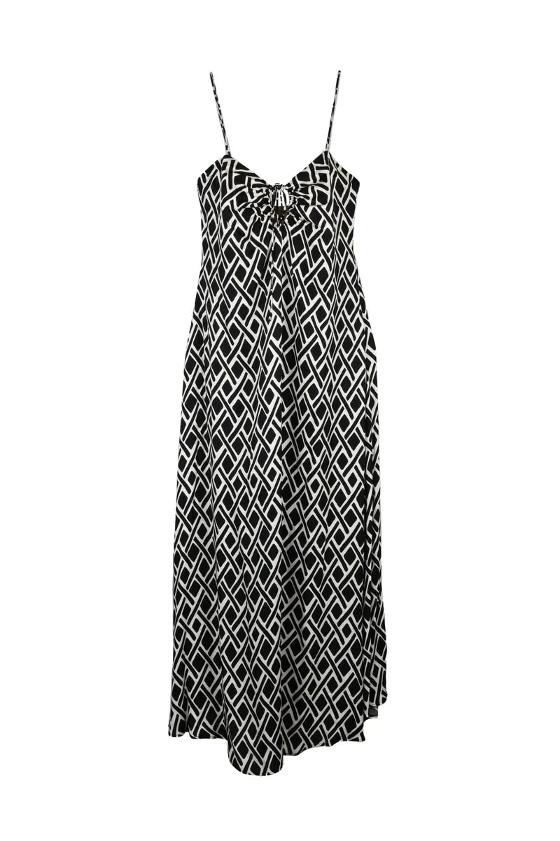 Long Dress Viscose - Black/Beige