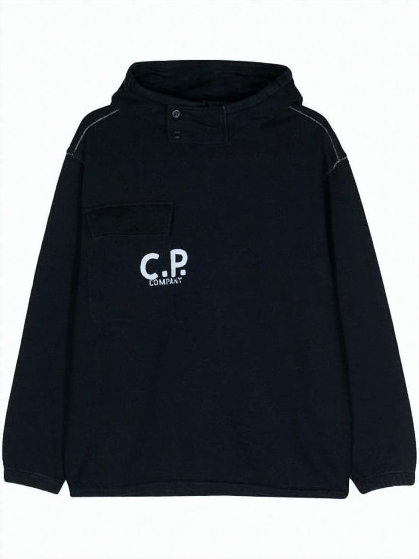Relaxed Fit Pullover Hoodie With Logo And Drawstring