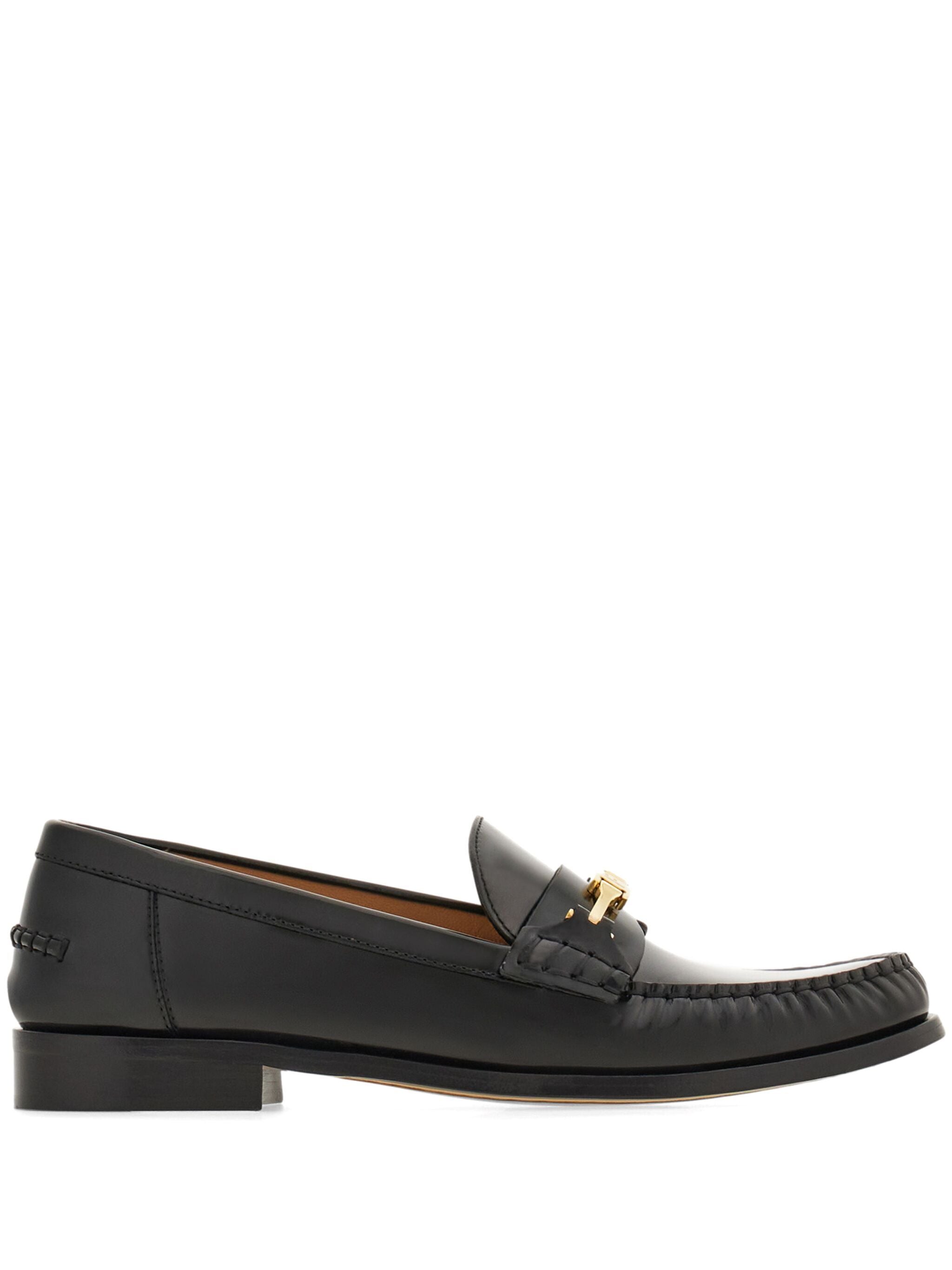 Black Harry Stitched Apron Front Loafers
