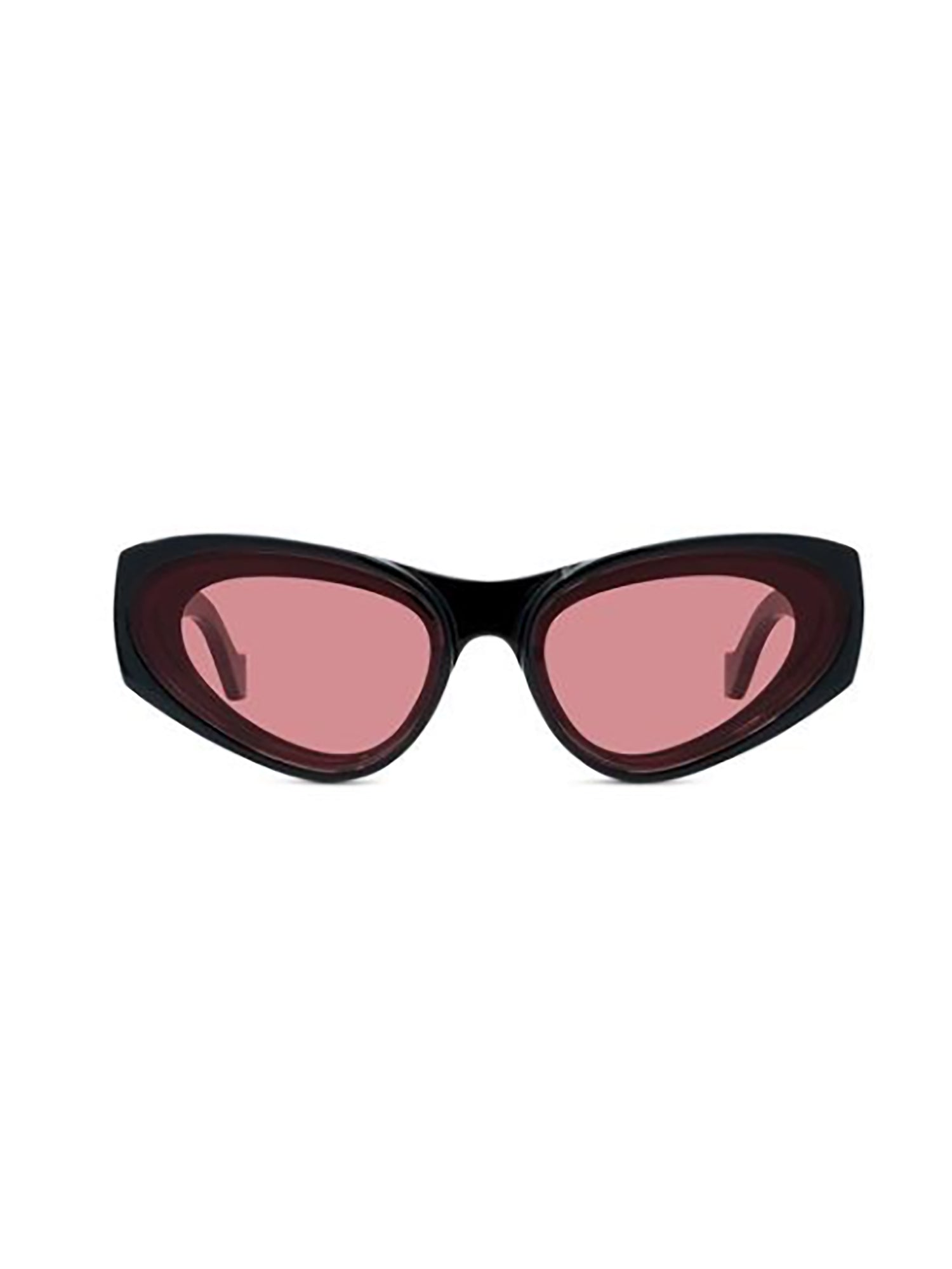 Narrow Cat-Eye Sunglasses with Glossy Black Finish