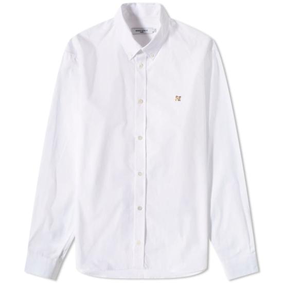 Long-Sleeve Cotton Button-Up Shirt With Embroidered Logo