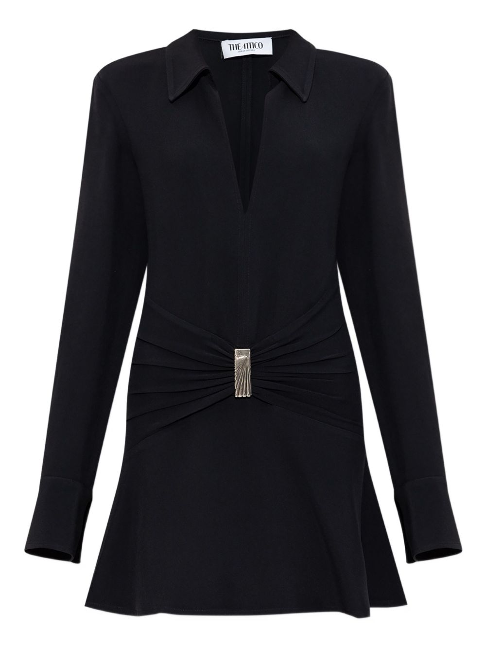 Long-Sleeved Black Cady Mini Dress