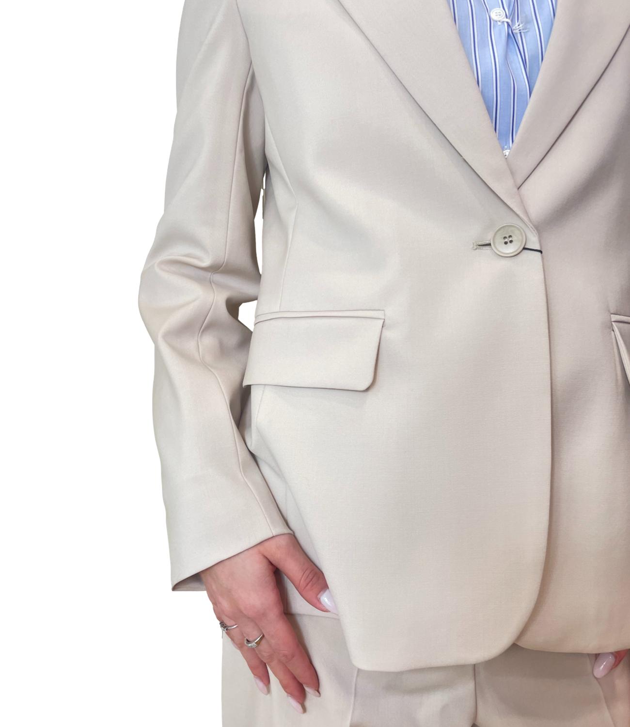 Beige Virgin Wool Casual Jacket