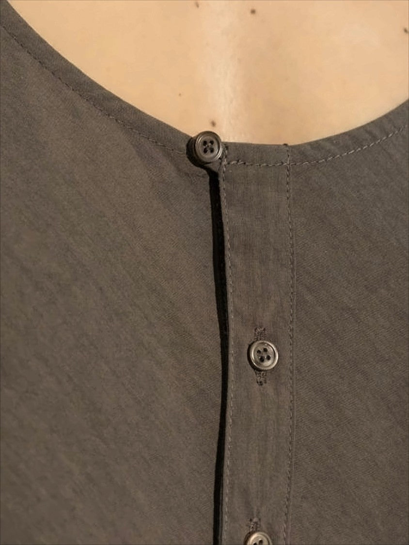 Scoop Neck Sleeveless Top with Front Button Placket