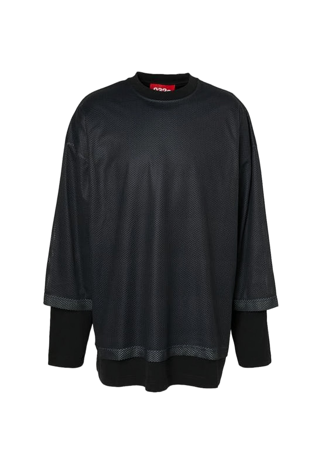 Layered Long-Sleeve T-Shirt with Mesh Overlay