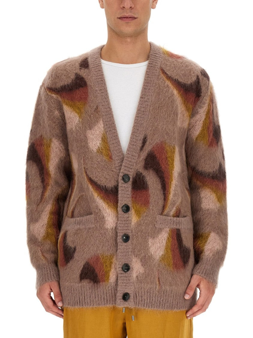 Relaxed V-Neck Cardigan With Textured Surface