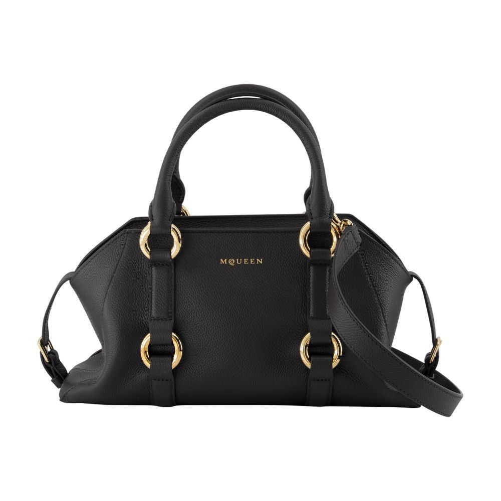 Compact Structured Black Calfskin Purse