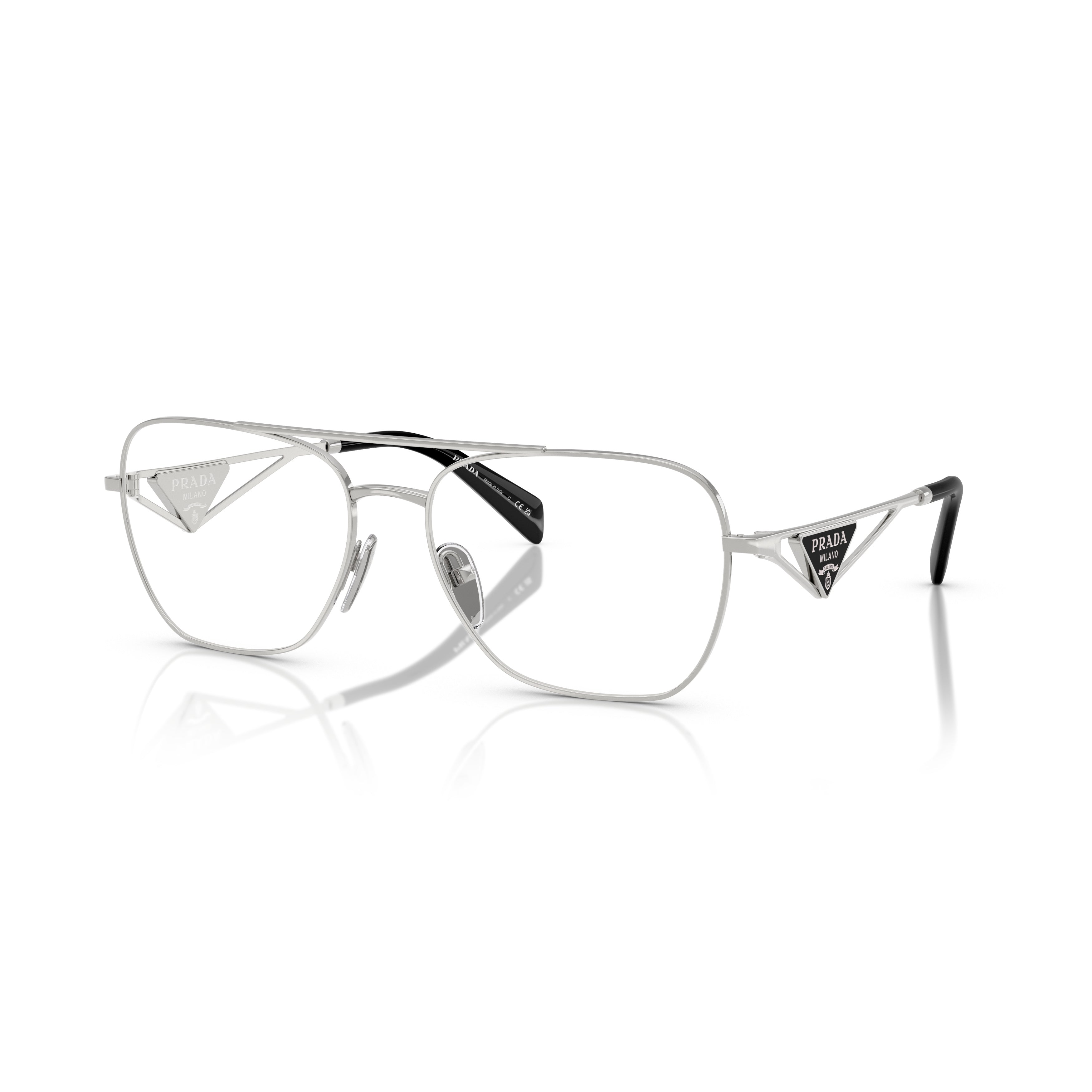 0pr B50v Rectangular Silver-tone Metal Sunglasses