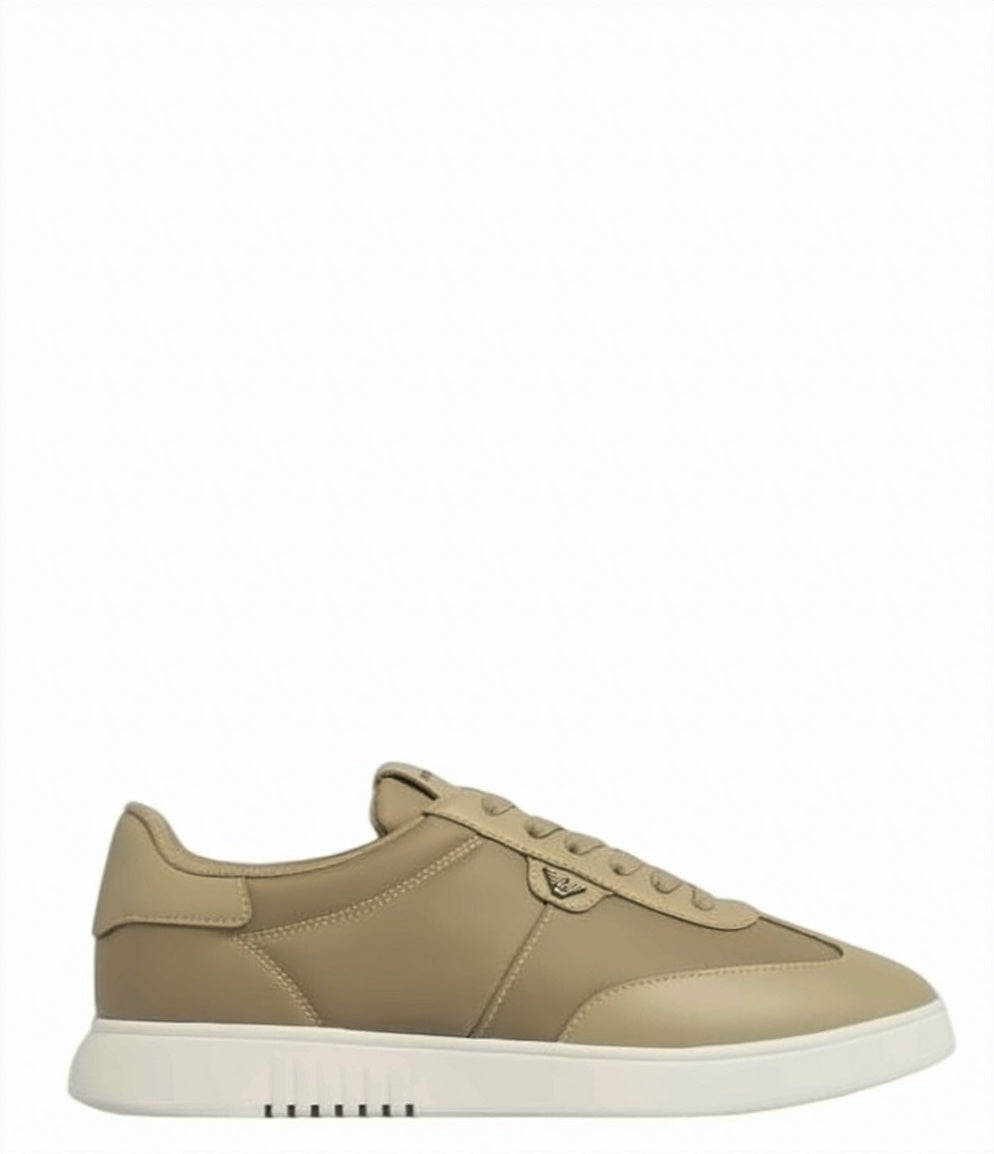 Nylon Leather Round Toe Lace Sneakers