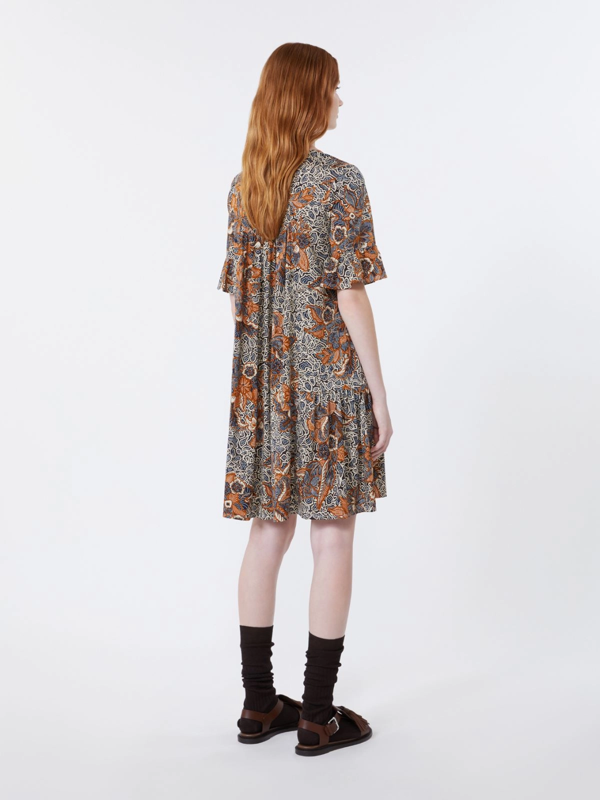 V-Neck Mini Dress with Flared Sleeves