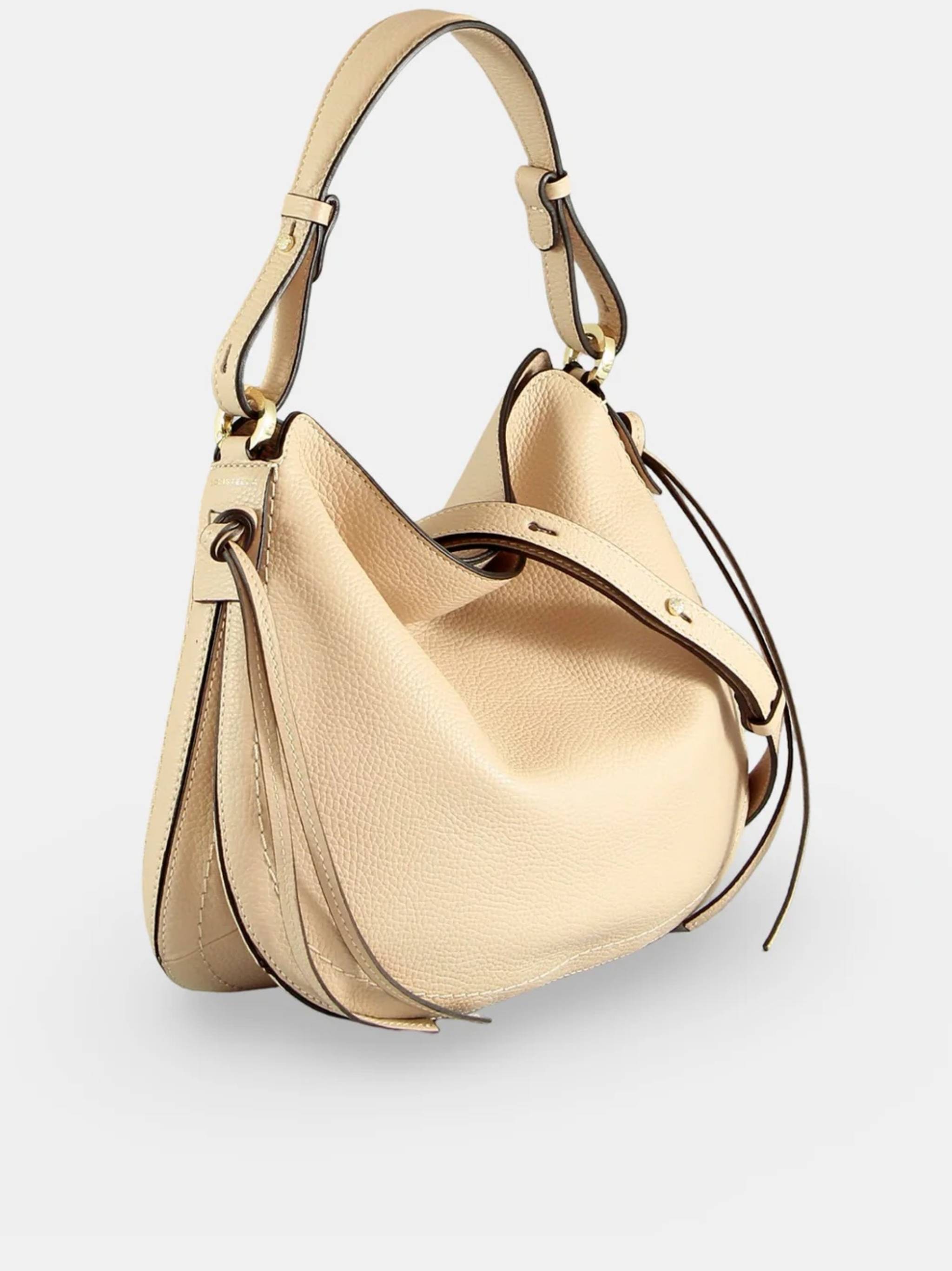 Beige Carola Pebbled Texture Shoulder Bag