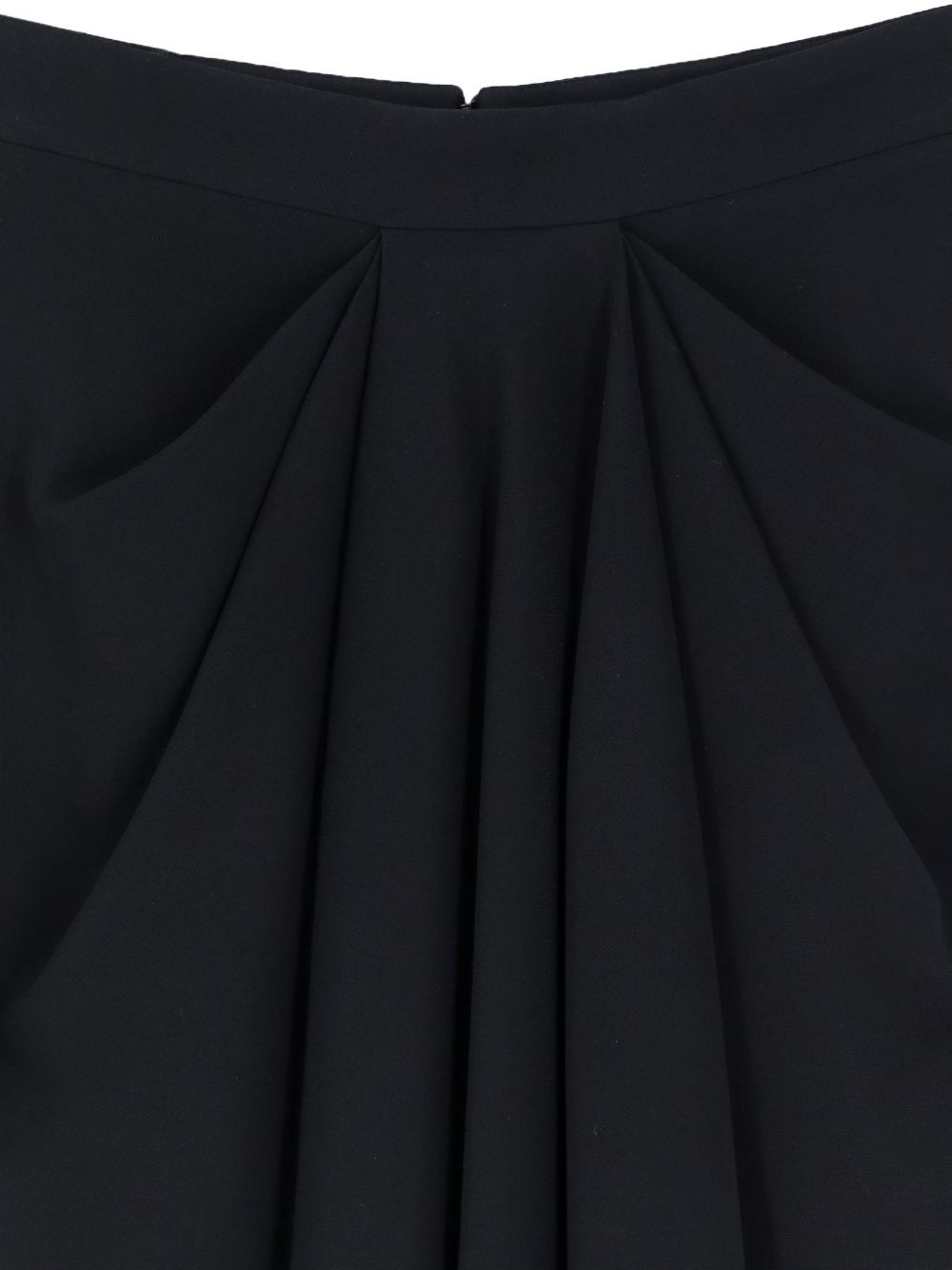High-Waisted Black Silk and Nylon Pencil Skirt