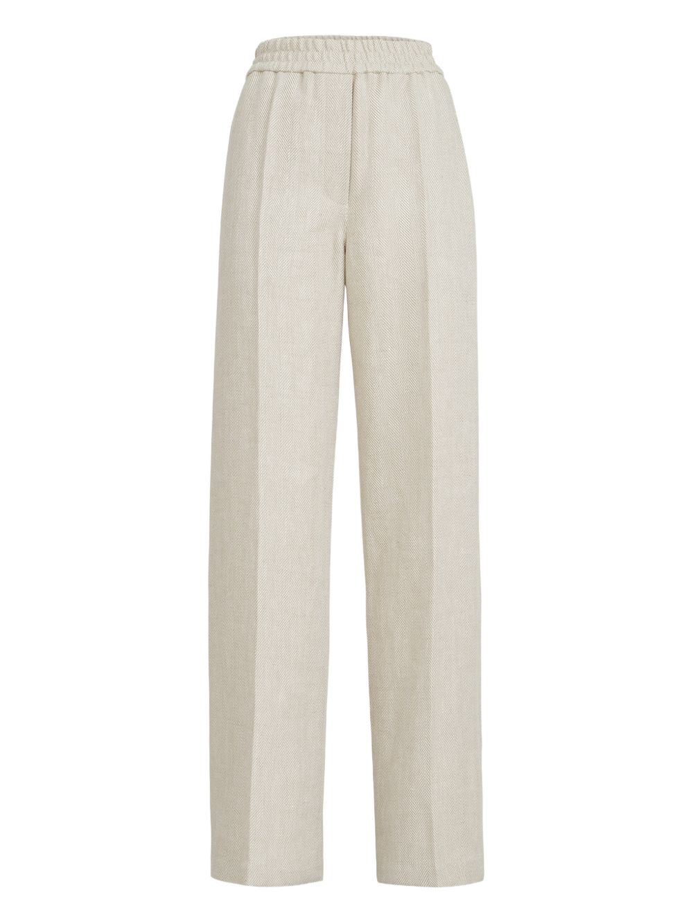 Wide-Leg Trousers with Herringbone Texture