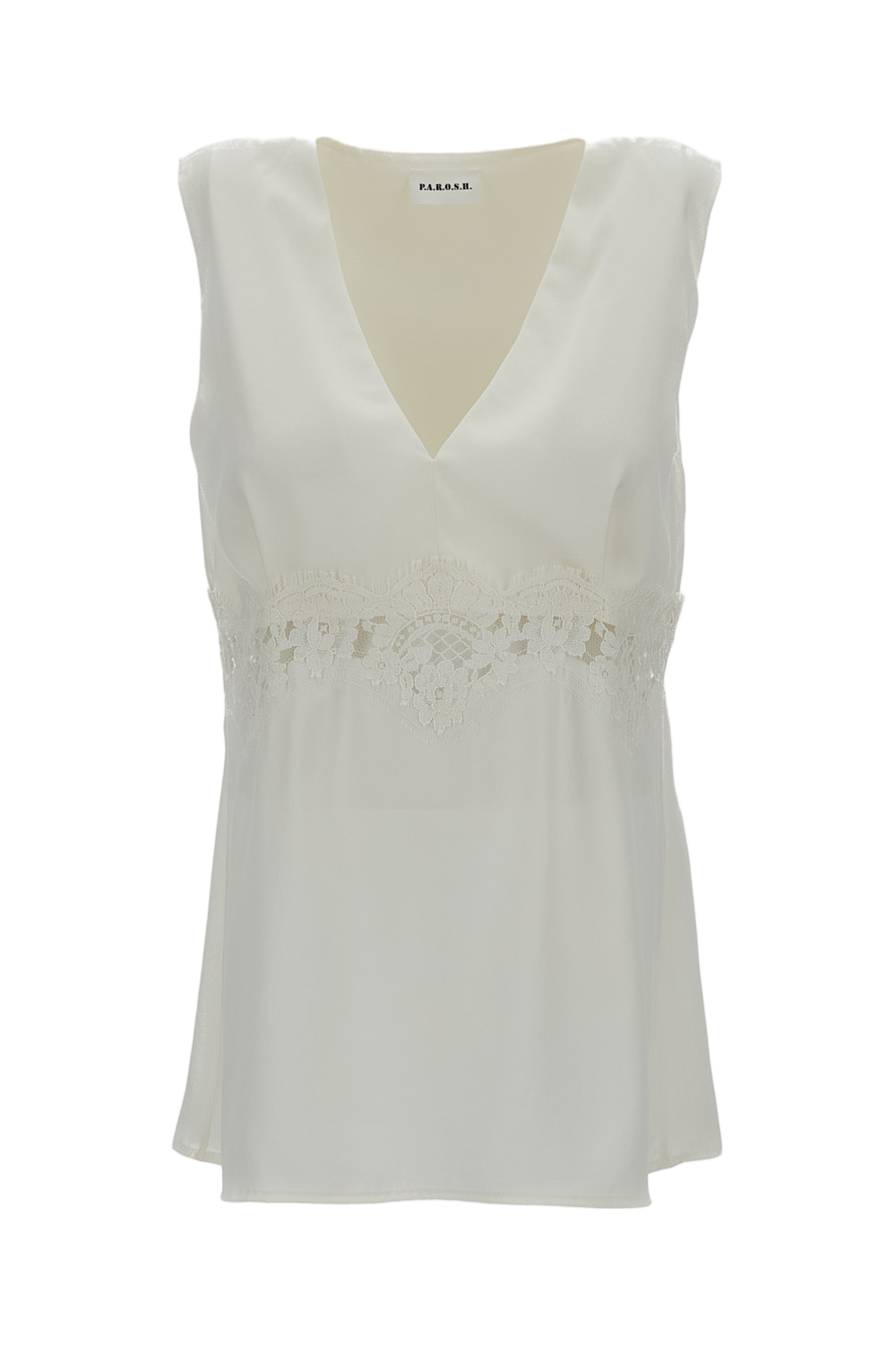 V-Neck Sleeveless Top With Lace Insert