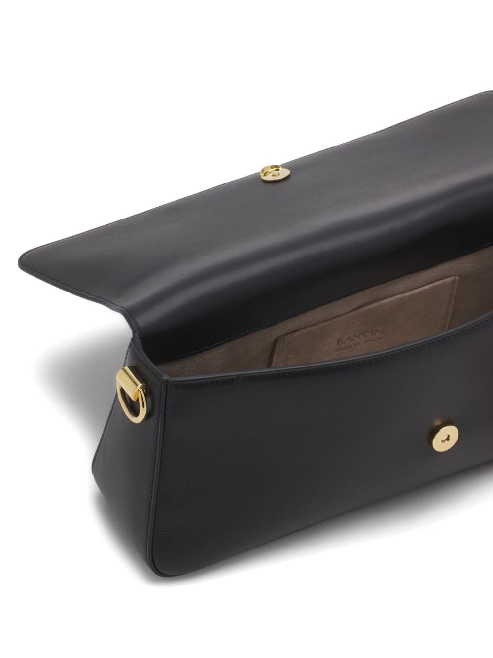 Smooth Black Leather Foldover Bag