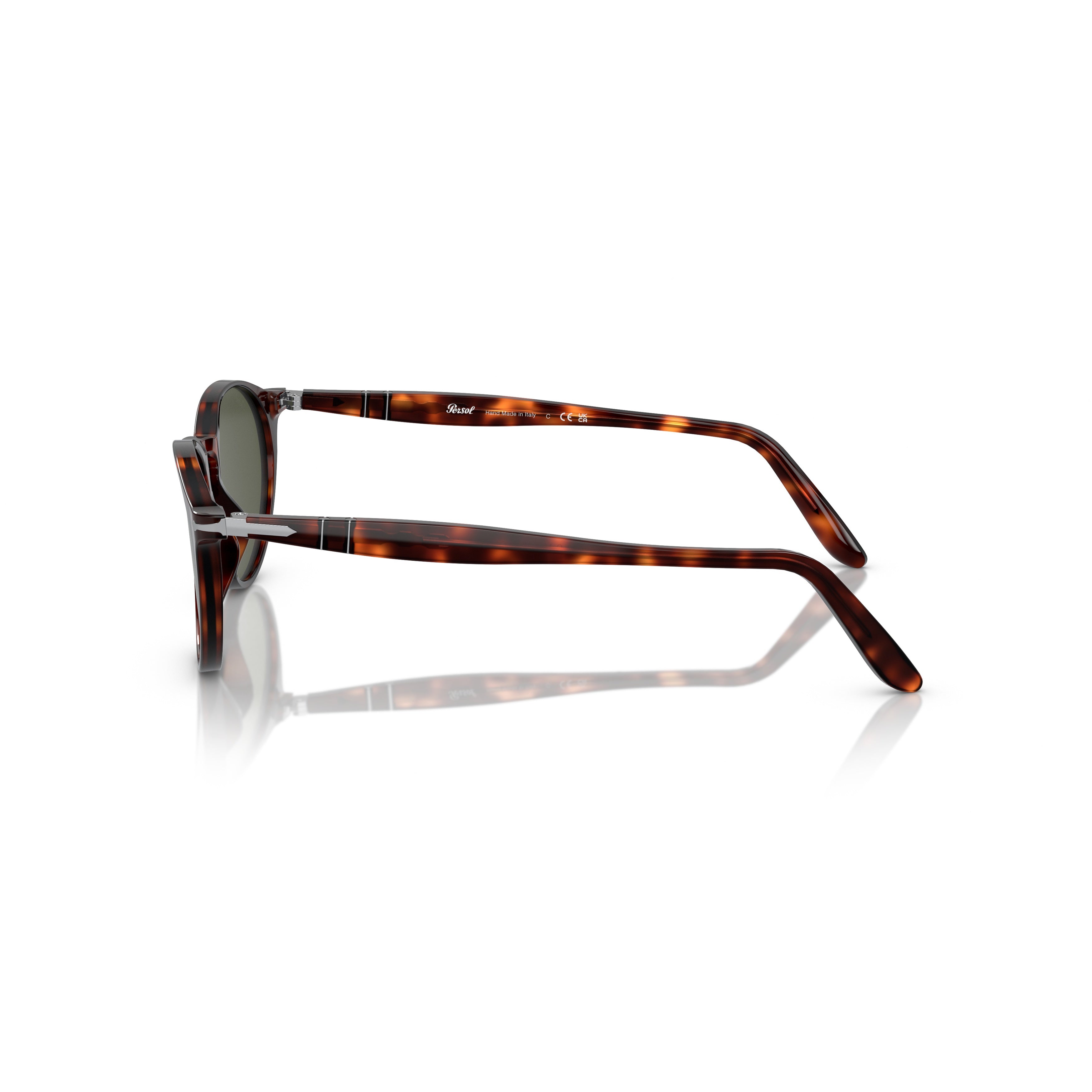0po3092sm Round Tortoiseshell Acetate Sunglasses with Metal Accents