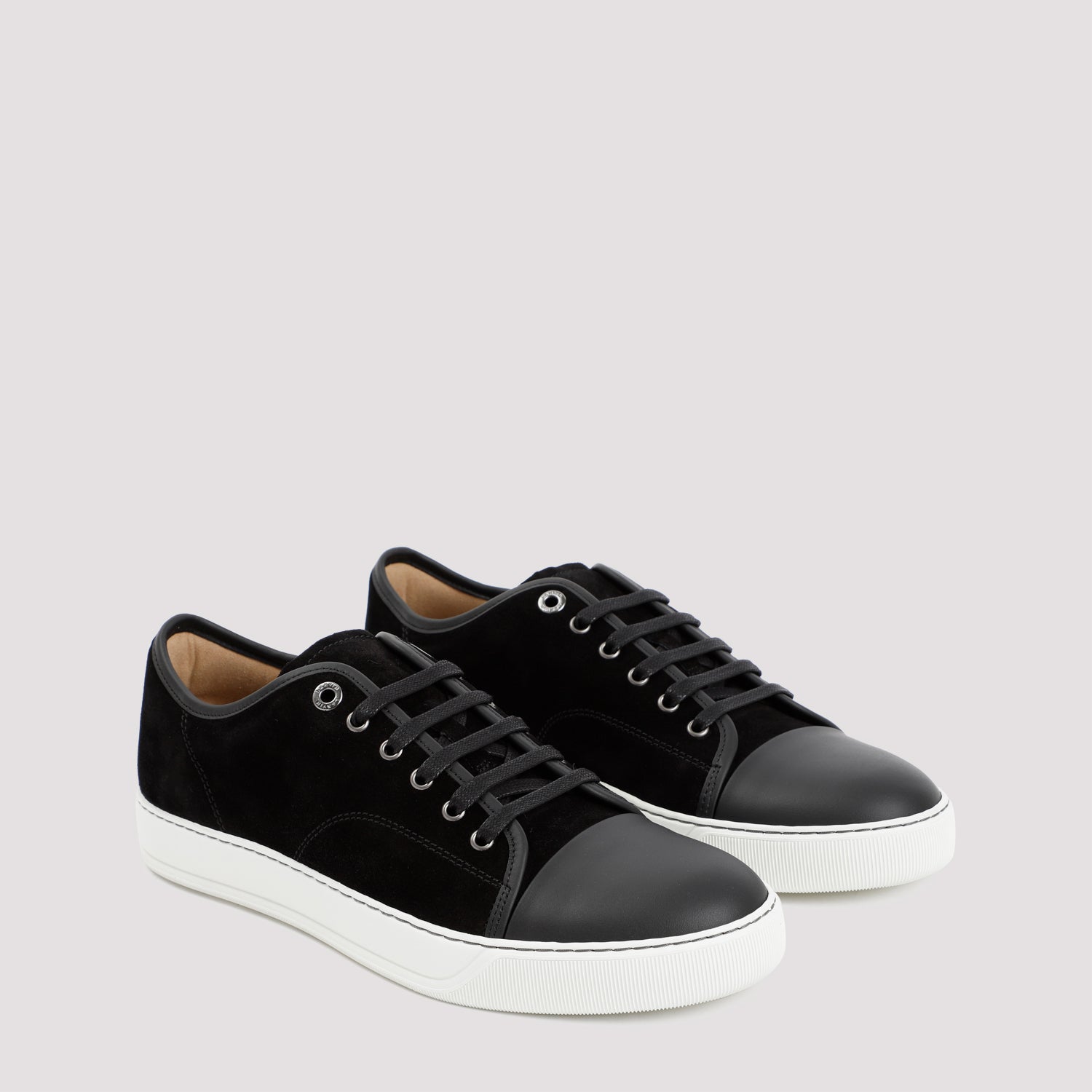 Calf Leather Sneakers with Suede Finish and Lace-Up Design