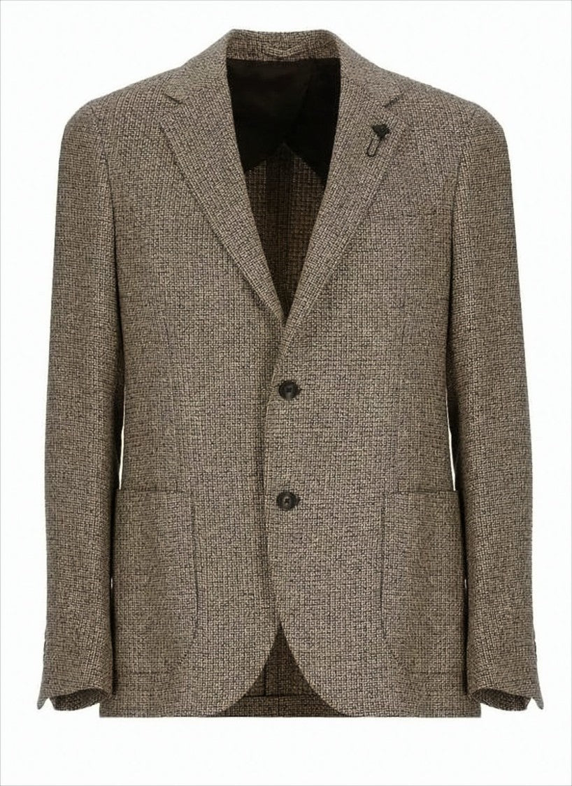 Textured Weave Blazer with Classic Notch Lapel