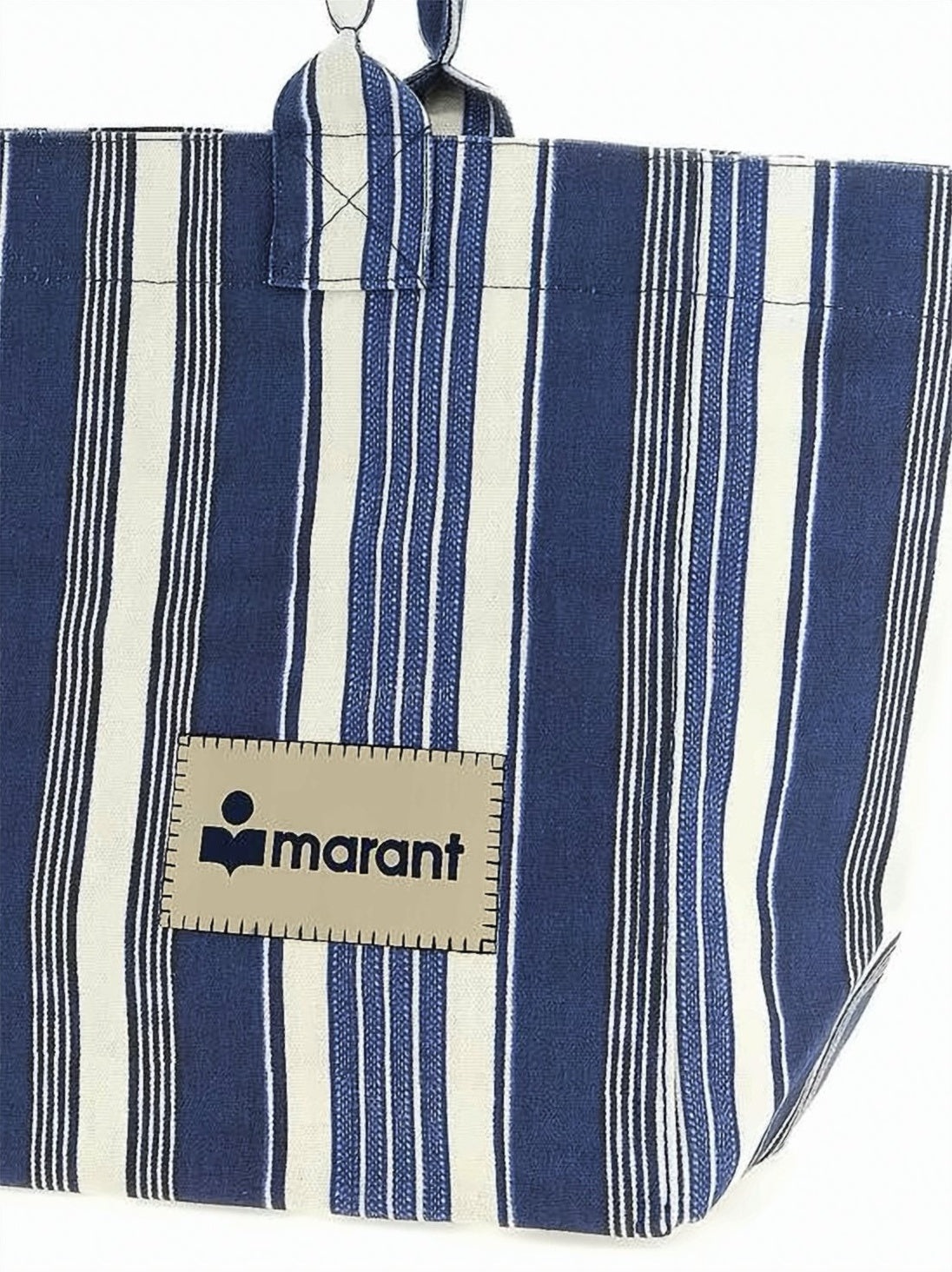 Medium Cotton Shoulder Bag with Vertical Stripes