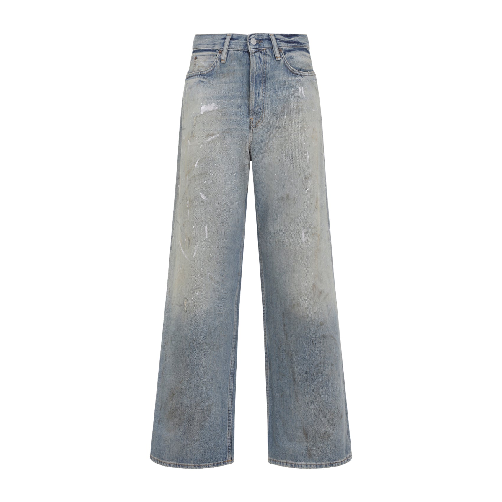 Wide-Leg Jeans With Faded Light Blue Wash