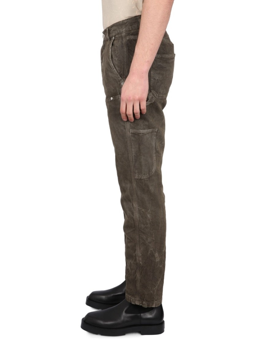 Relaxed Fit Textured Cotton-Linen Pants