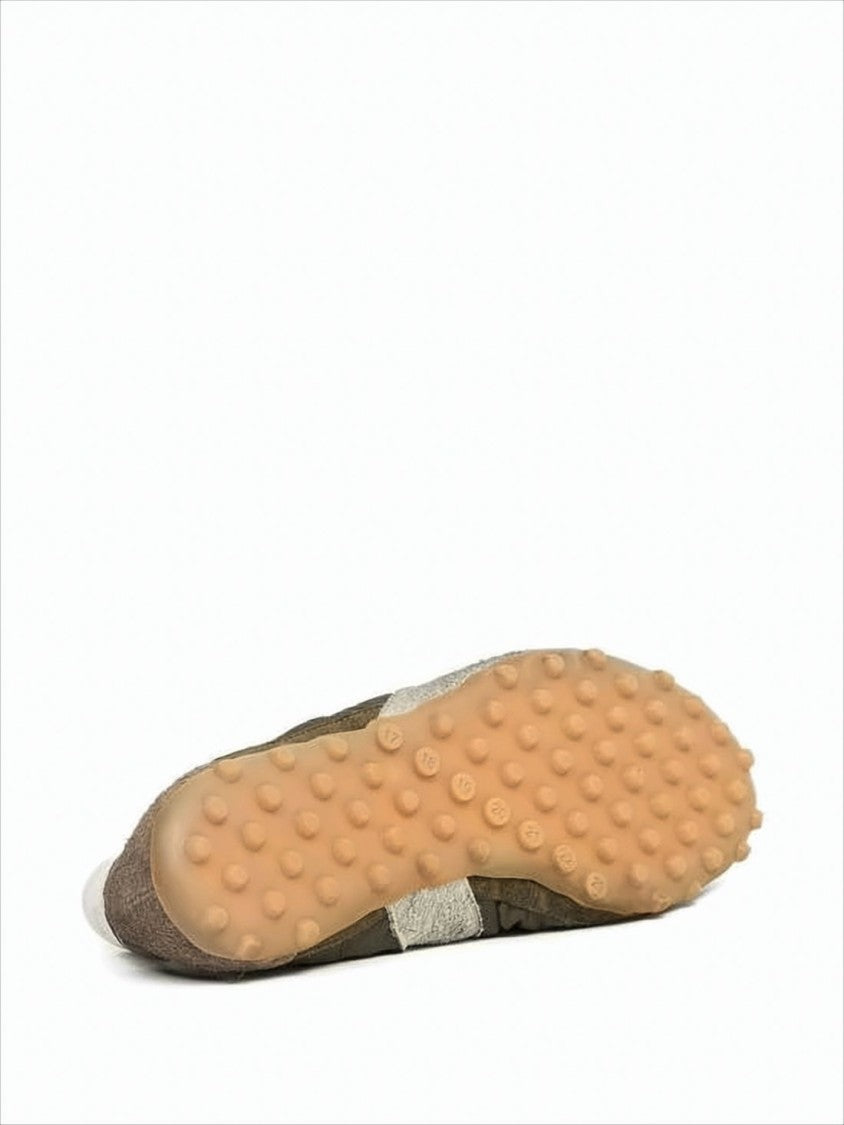 Quilted Polyester And Suede Sneakers With Textured Sole