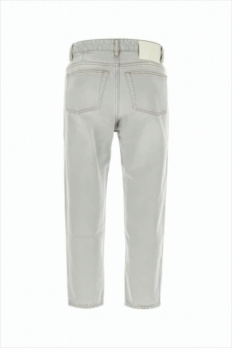 Light Grey Five-Pocket Denim Pants with Details