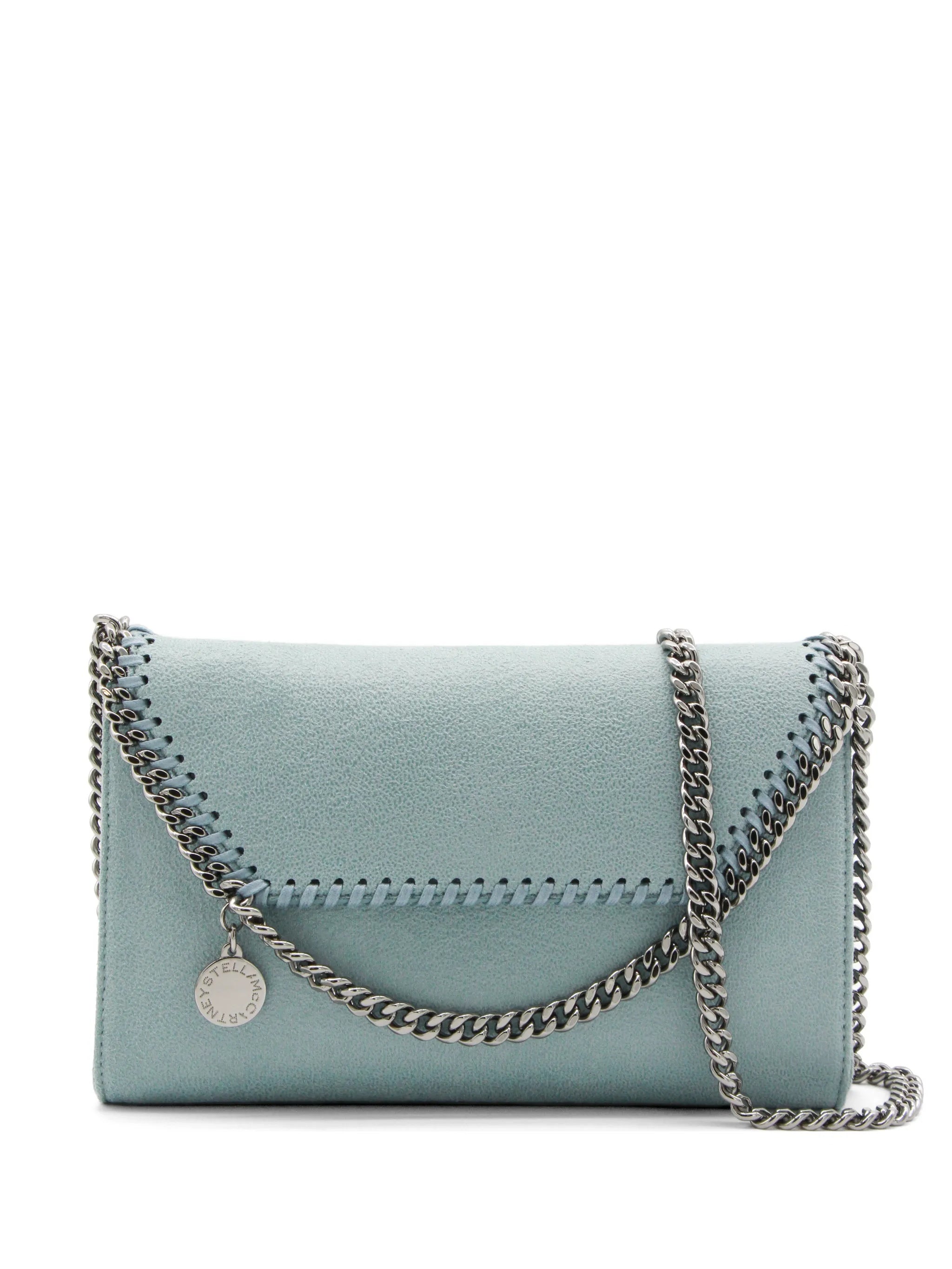 Textured Polyester Clutch With Silver Chain Strap