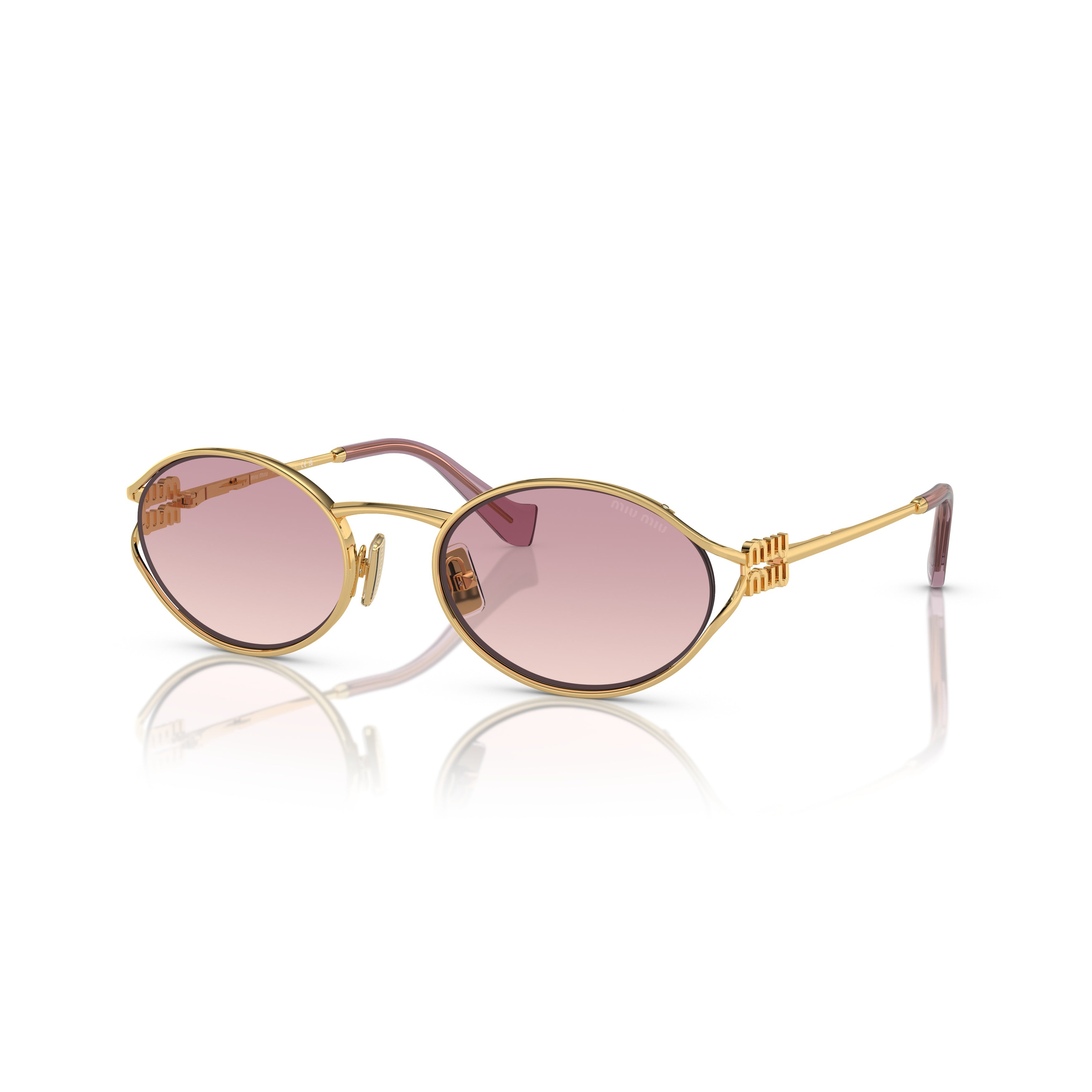 0mu 52ys Oval Gold Metal Frame Sunglasses