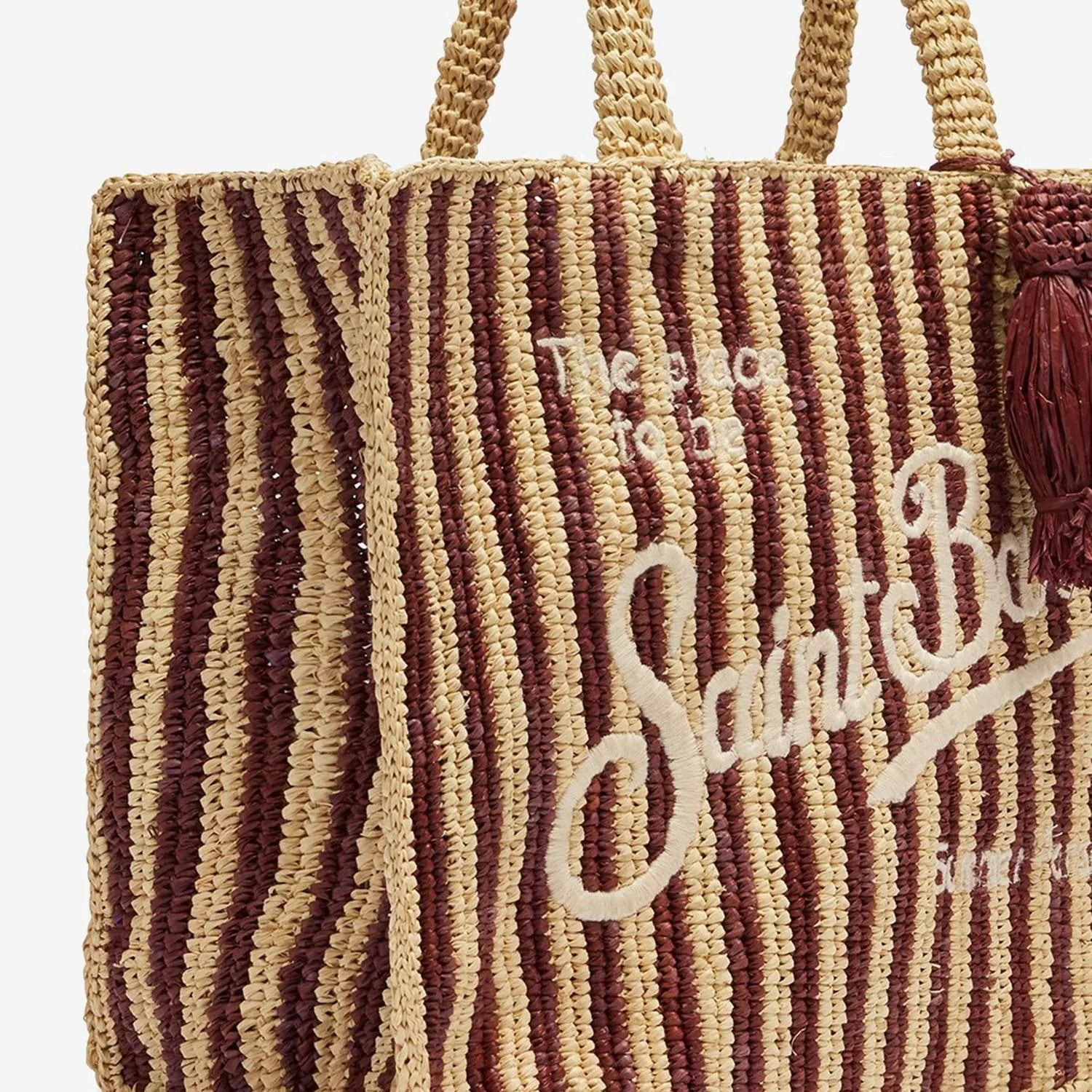 Rectangular Woven Tote Bag with Textured Logo