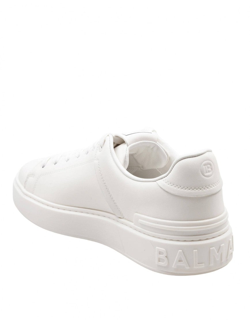 B Court Sneakers In White Calfskin