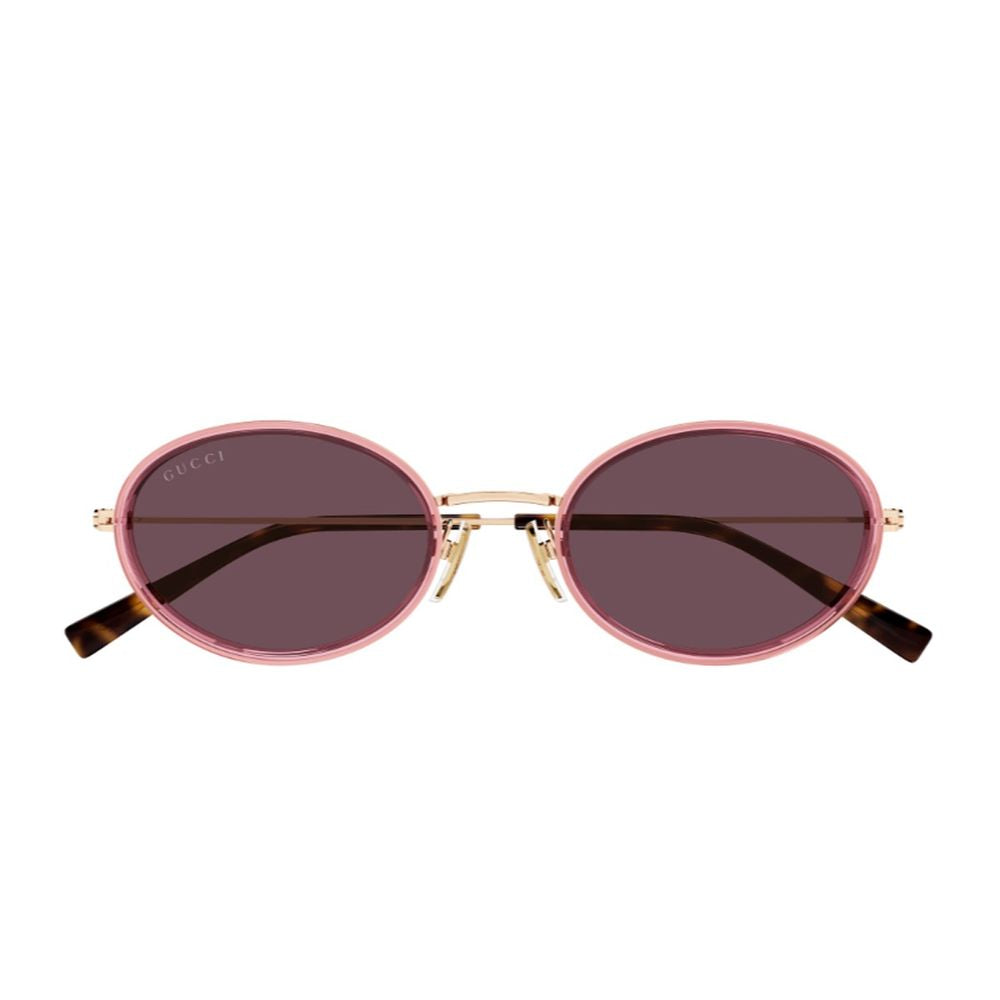 Gg1980S Emblem Line Oval Pink Gold Metal Emblem Sunglasses