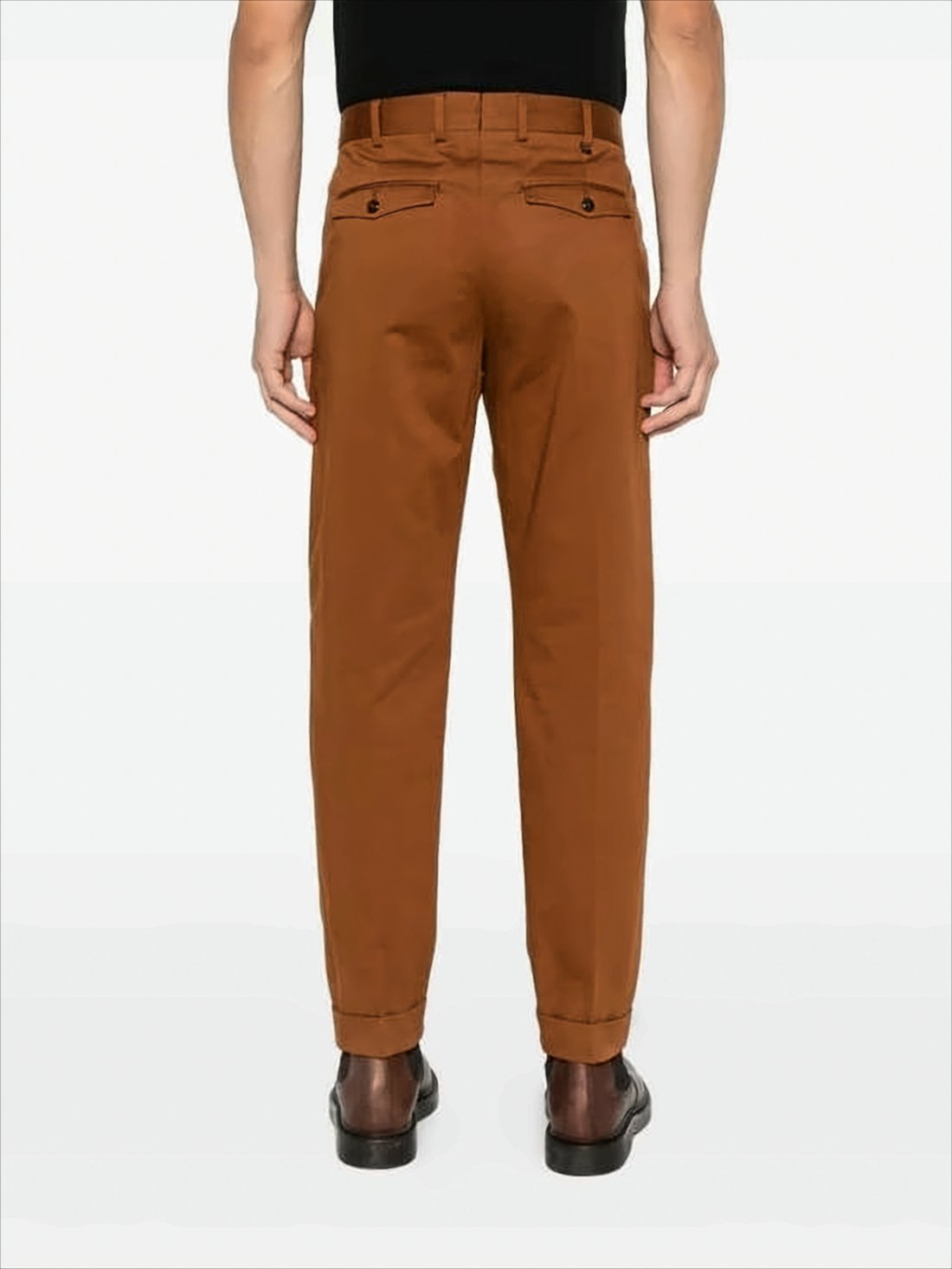 Straight-Leg Brown Cotton Trousers with Tailored Finish