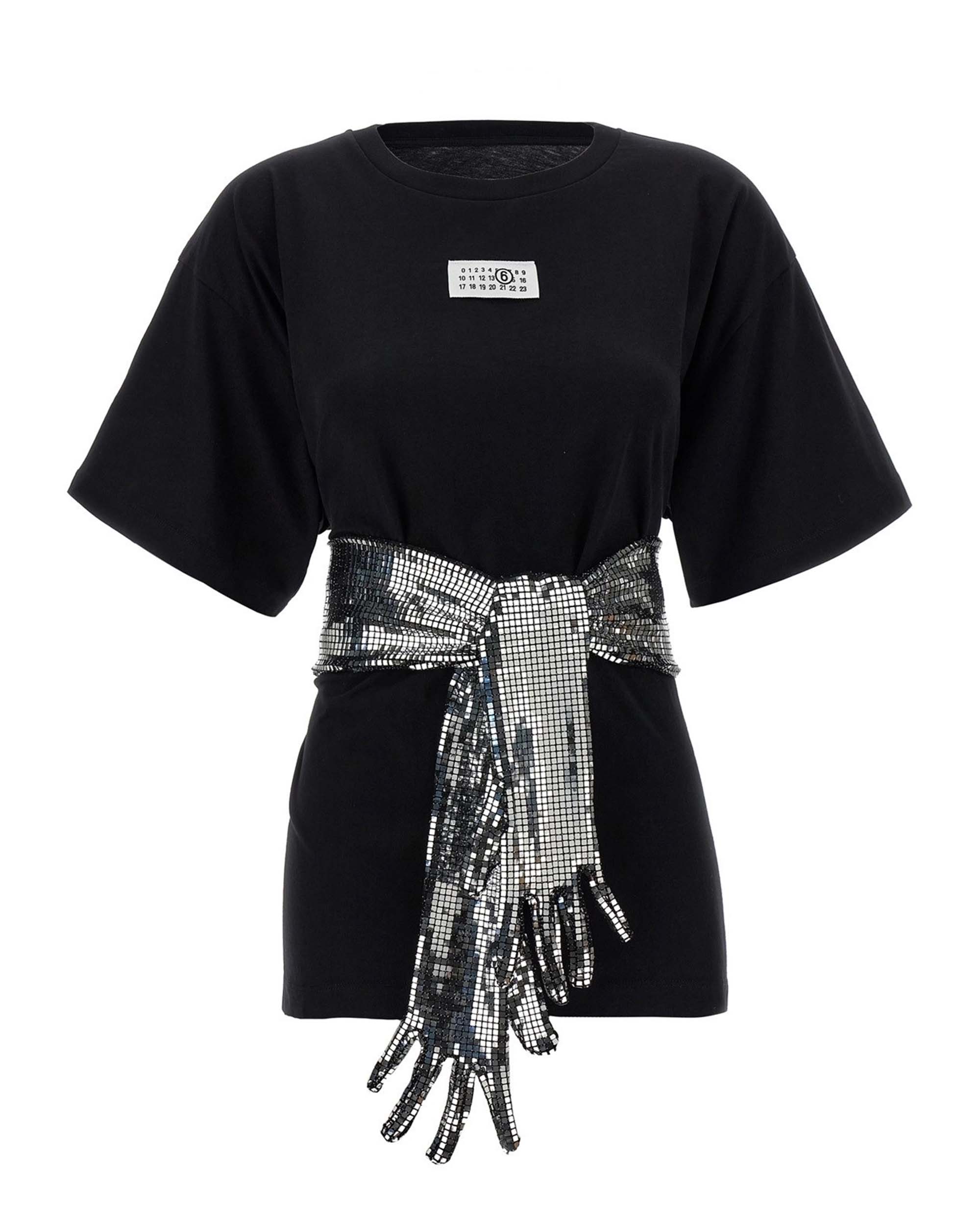 Short-Sleeve Black T-Shirt with Disco-Style Gloves