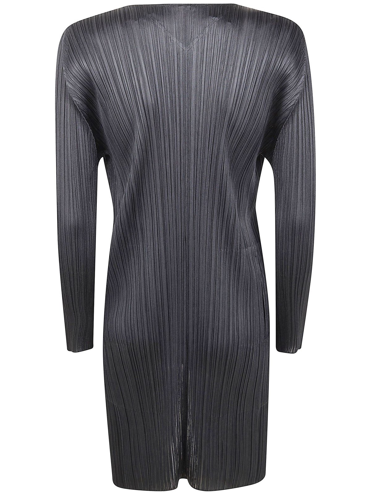 Textured Pleated Cardigan with V-Neckline and Flared Hem
