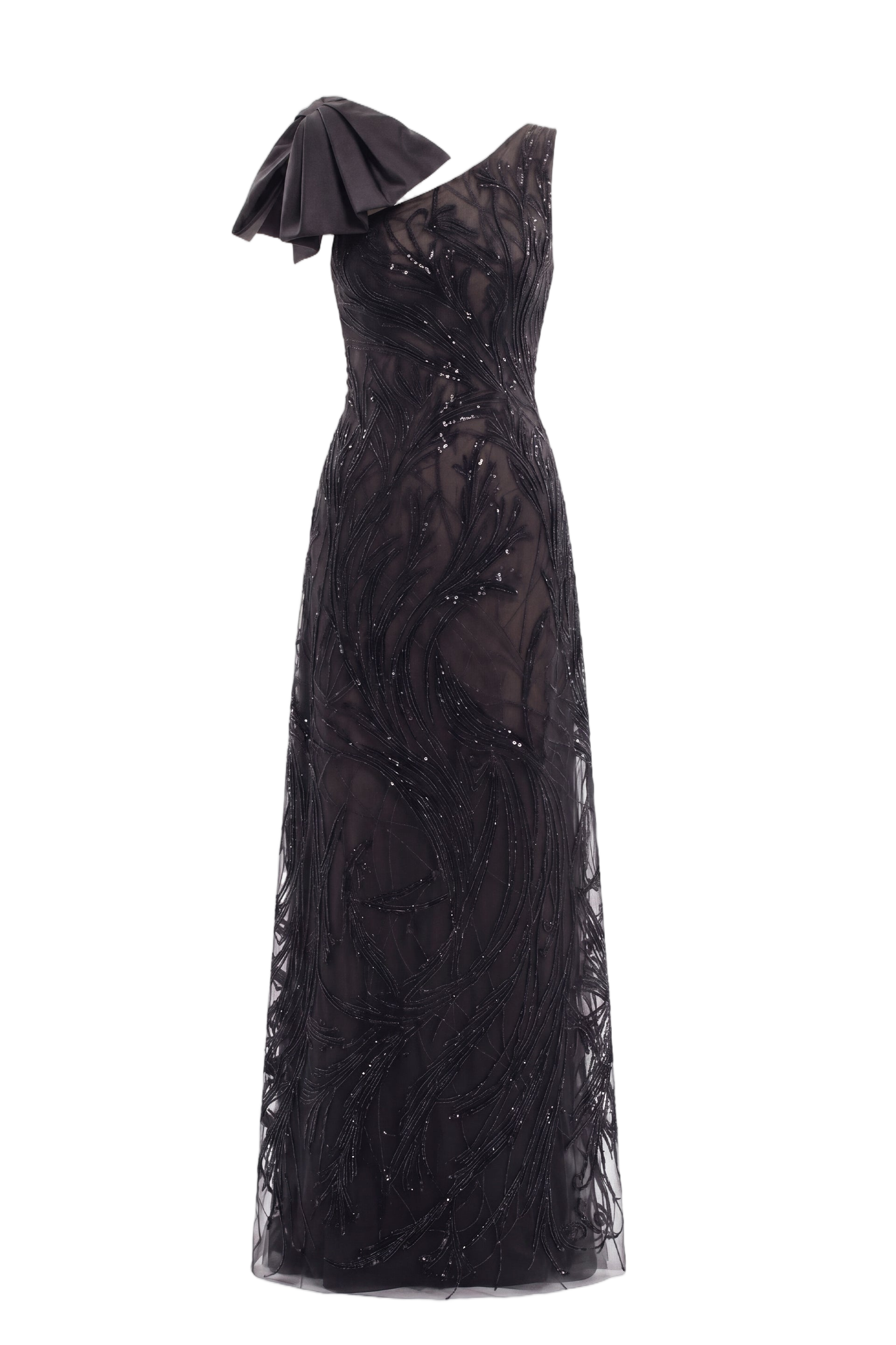 Asymmetrical Embroidered Dress With Bow