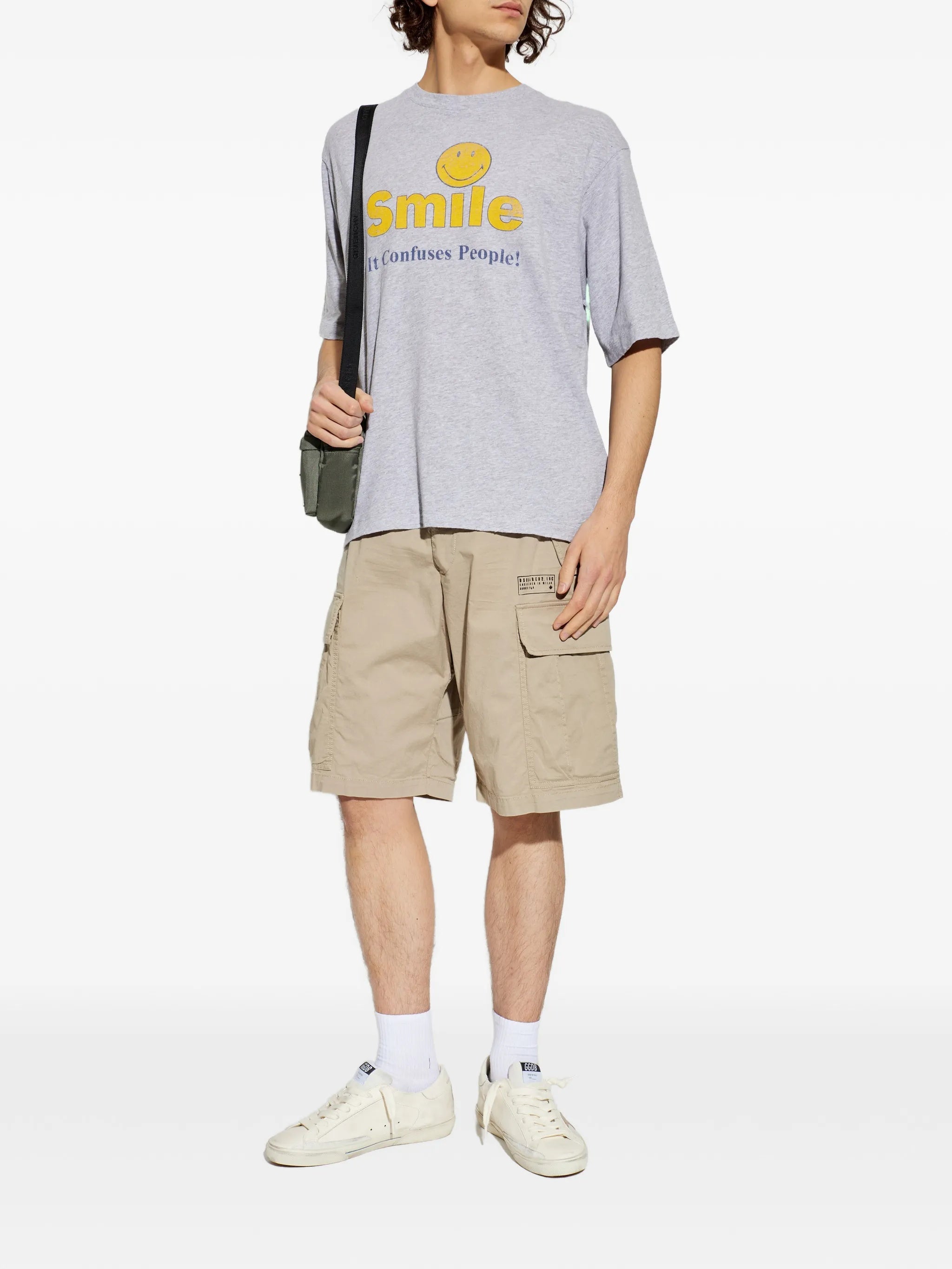 Grey Relaxed Fit Smiley Graphic T-Shirt