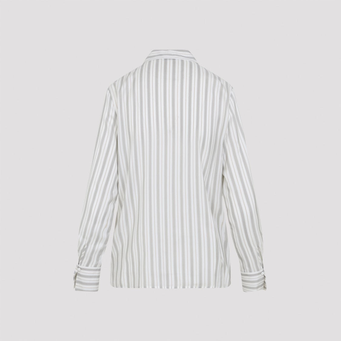 Vertical Stripe Long-Sleeved Shirt With Classic Collar And Concealed Placket