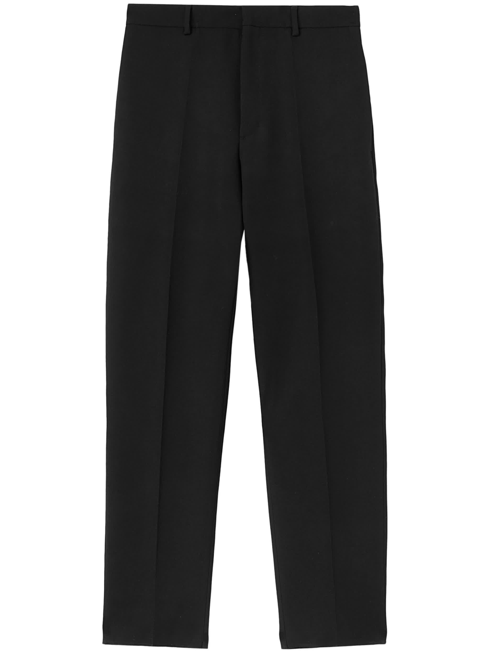 Black Tapered Wool Gabardine Trousers