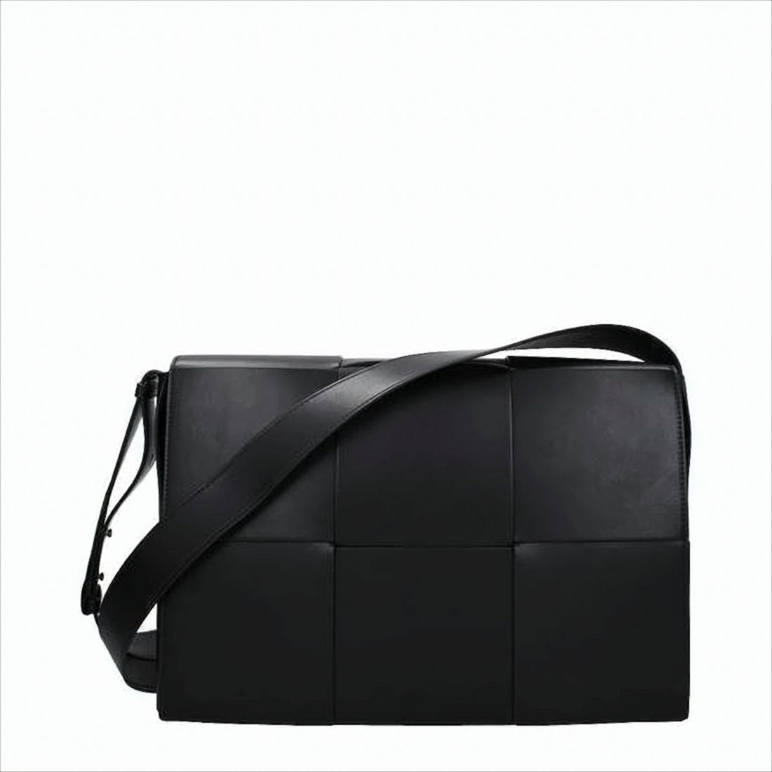 Structured Black Leather Crossbody Bag
