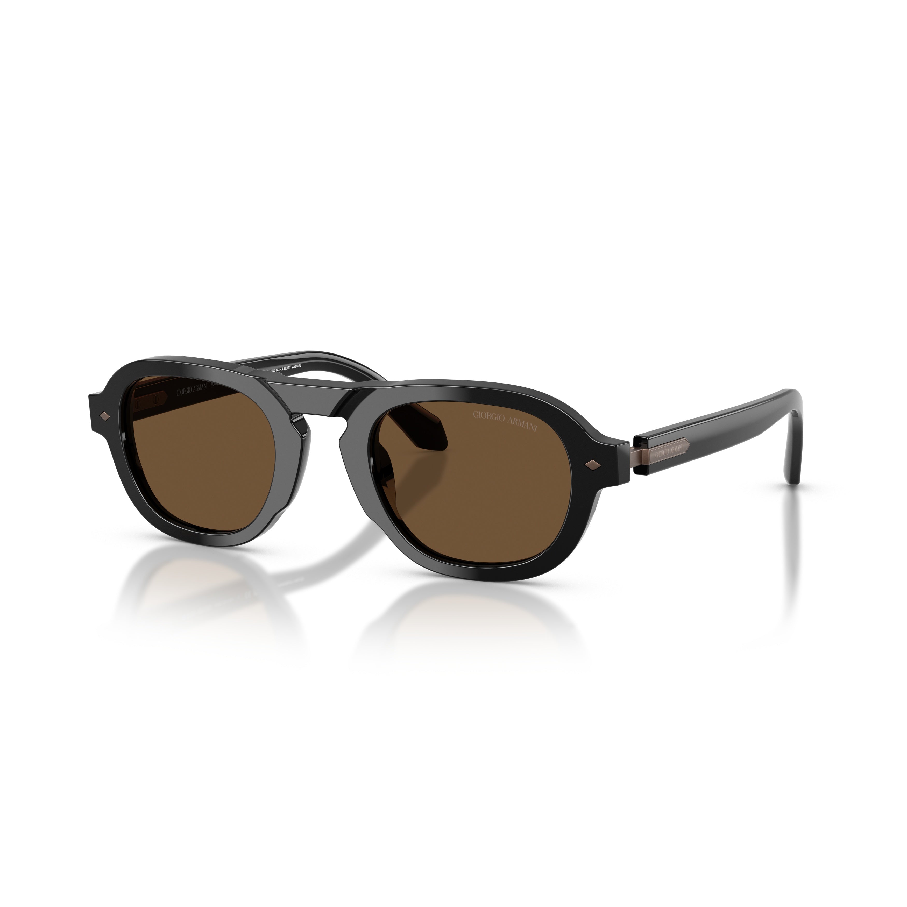 0ar8244 Bold Black Acetate Sunglasses with Warm Brown Lenses