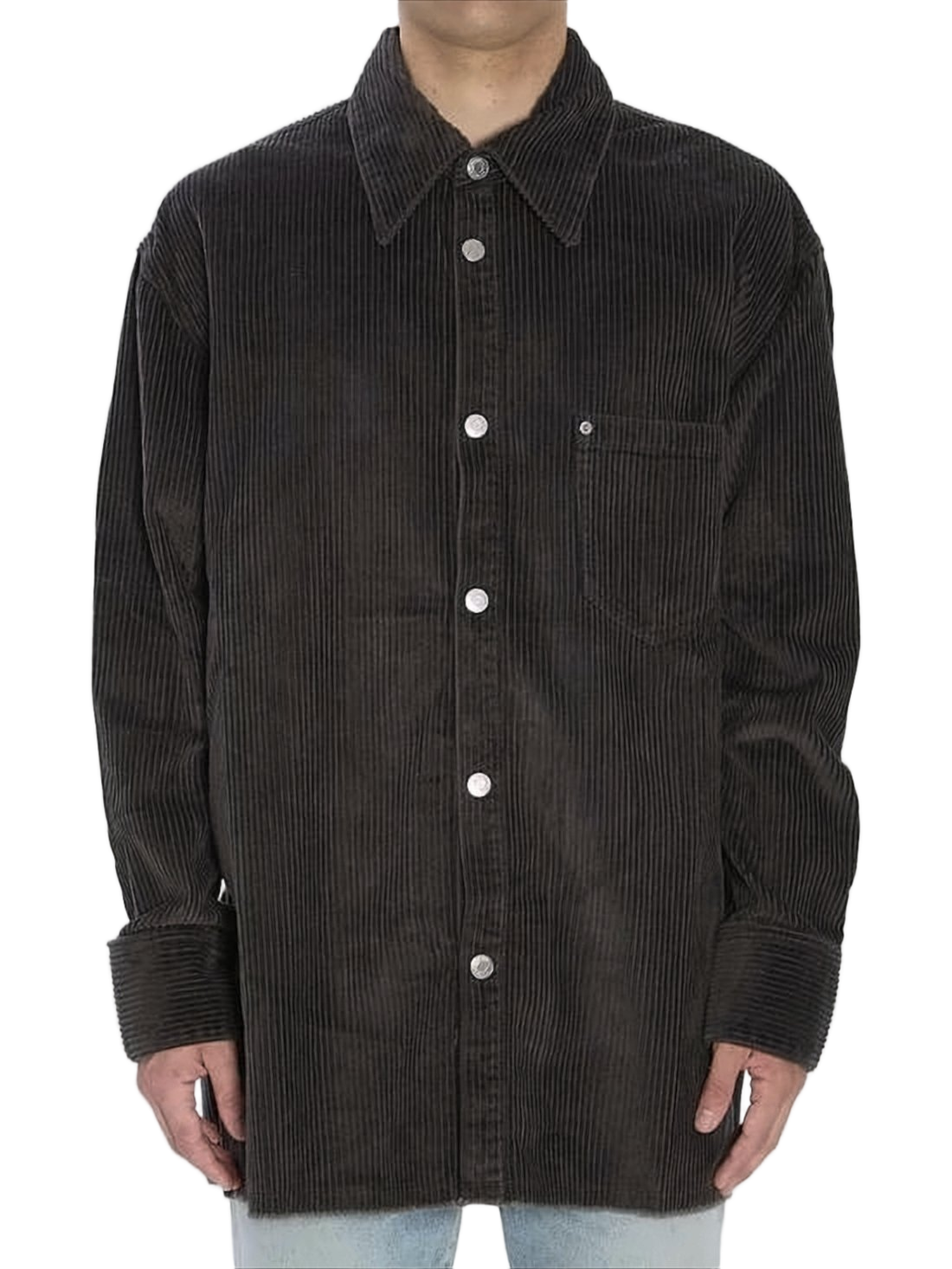 Corduroy Velvet Oversized Side-Slit Shirt