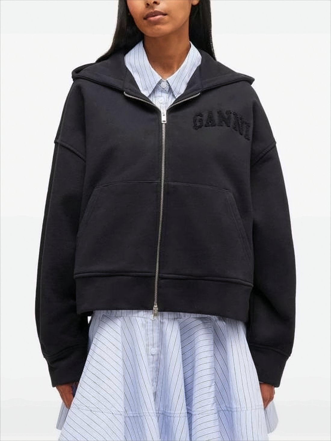 Cropped Black Organic Cotton Hoodie