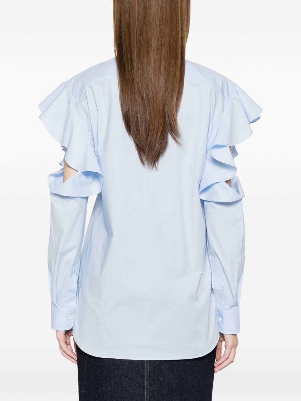 Light Blue Ruffle Cut-Out Top